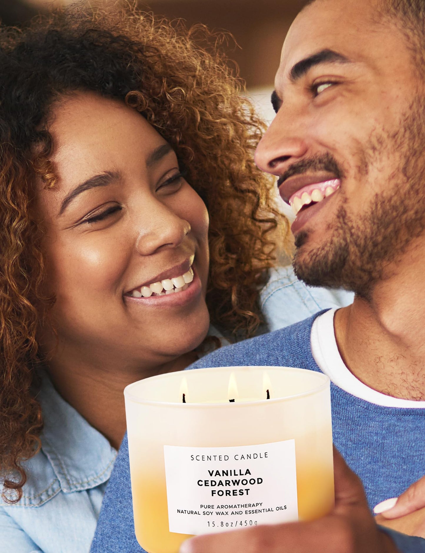 Vanilla Cedarwood Forest 3 Wick Scented Candle | Large Soy Candles for Stress Relief 15.8 oz | Relaxing Aromatherapy Candle for Men & Women | Fresh Cozy Scent Long Lasting Candles for Home Clean Burn