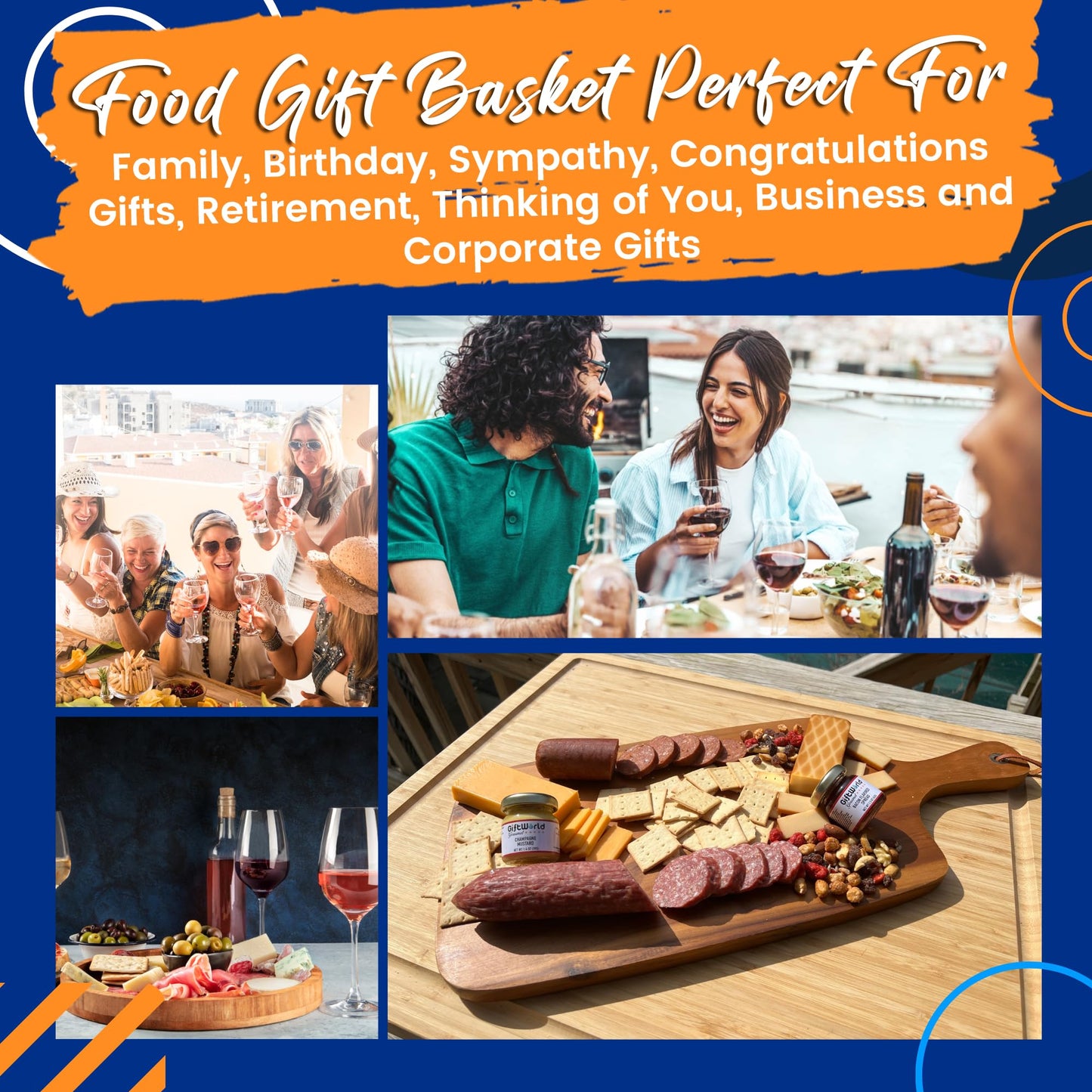 GiftWorld Beef Summer Sausage Charcuterie Cheese Gifts Basket, Charcuterie Food Items, Meat and Cheese Gift Baskets, Food Gifts for Men and Women, Meat Sampler For Men, Business, Fathers Day