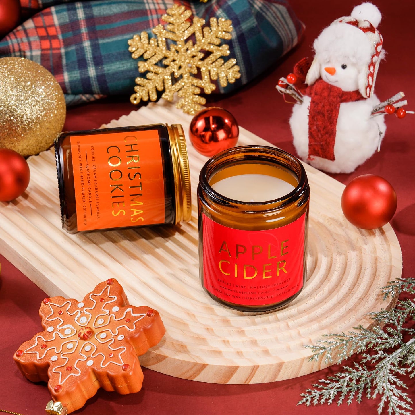 Christmas Candle Set | 4 Pack Scented Candles for Home | Holiday Gifts for Women & Men | Soy Candles with Scents of Christmas Tree, Cookies, Spices & Apple Cider