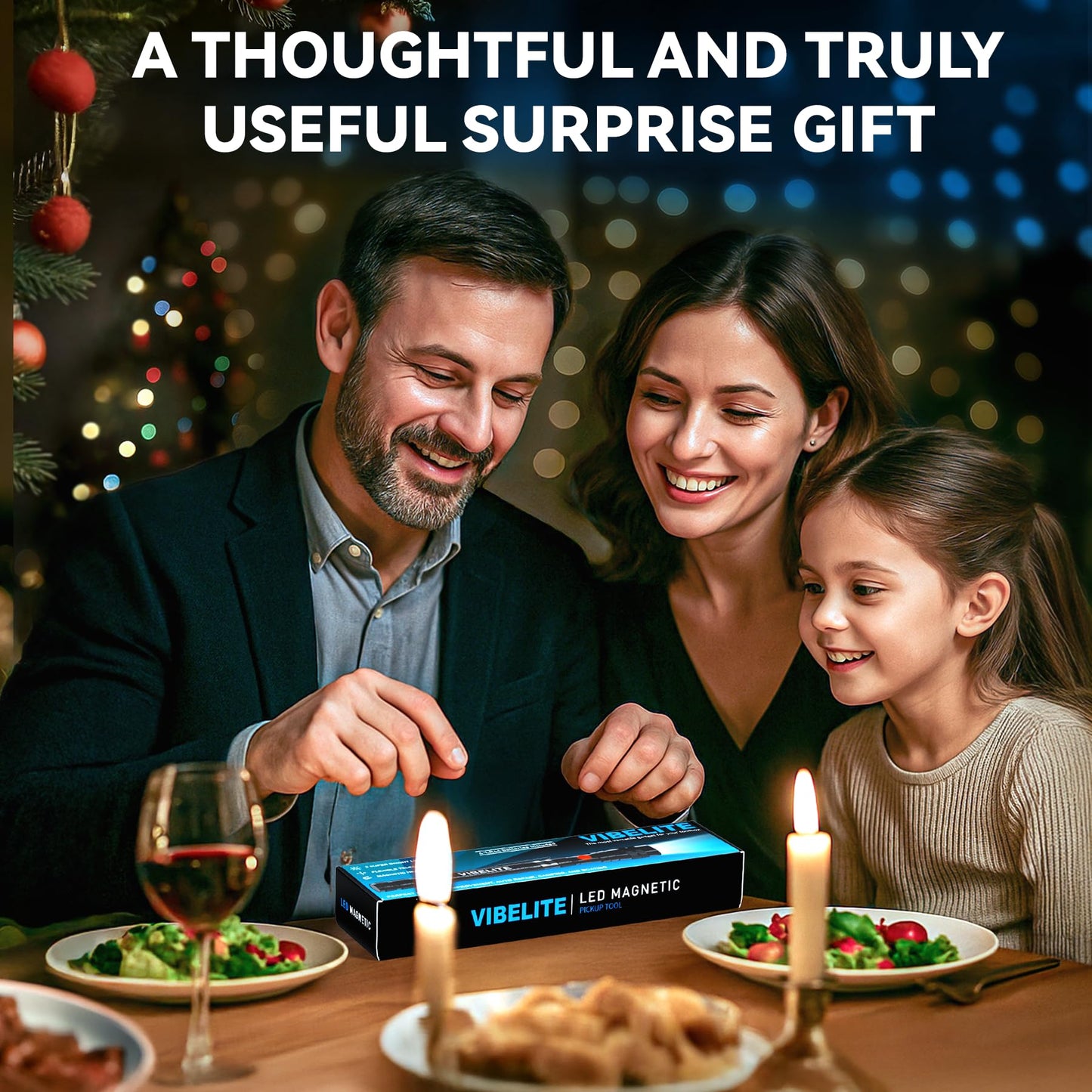 VIBELITE Extendable Magnetic Flashlight with Telescoping Magnet Pickup Tool-Cool Gadget Birthday for Men, Dad, Husband, Him, Father, Mechanic,Tech, Handyman, Boyfriend, Women, Black