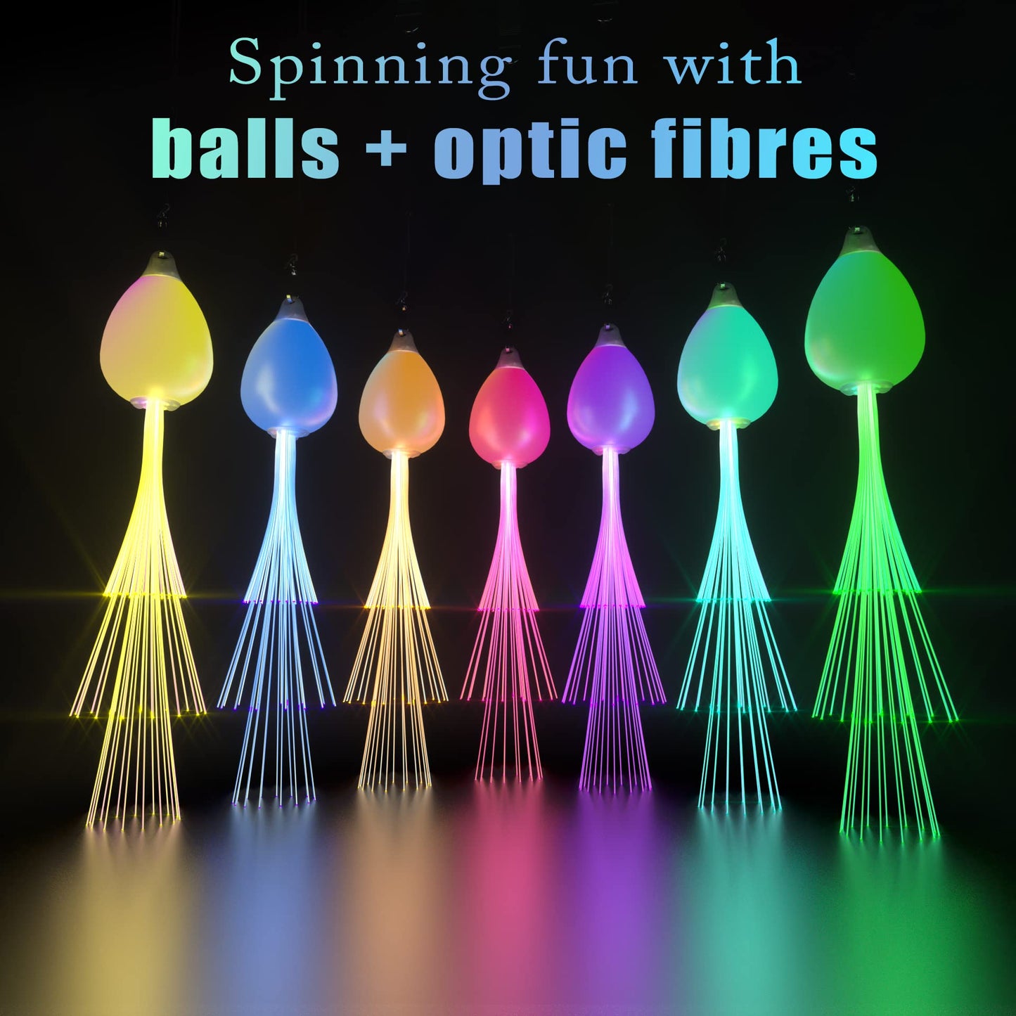 LED POI Balls Fiber Optic Lights USB Rechargeable 20 Vibrant Color Light Modes and Flashing Patterns Soft Spinning Balls Poi LED Optic Fiber Light Poi and More