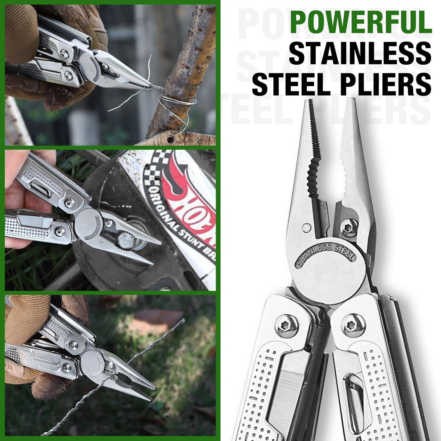 SHALL Multi Tool, 18-in-1 Multitool Pliers, Stainless Steel Multi-tool Pocket Knife w/Screwdriver Bit & Universal Socket, Self-locking Multipurpose Tool w/Sheath for Camping Fishing Survival Hunting