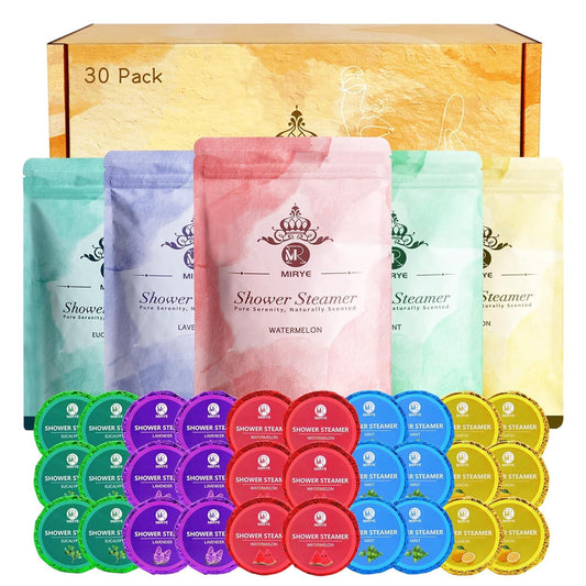 Shower Steamers Aromatherapy, 30-Pack Shower Steamer for Women Men, Shower Bombs with Essential Oils Stress Relief and Self Care, Birthday Gift for Mom, Dad, Wife, Daughter, Son, Friends