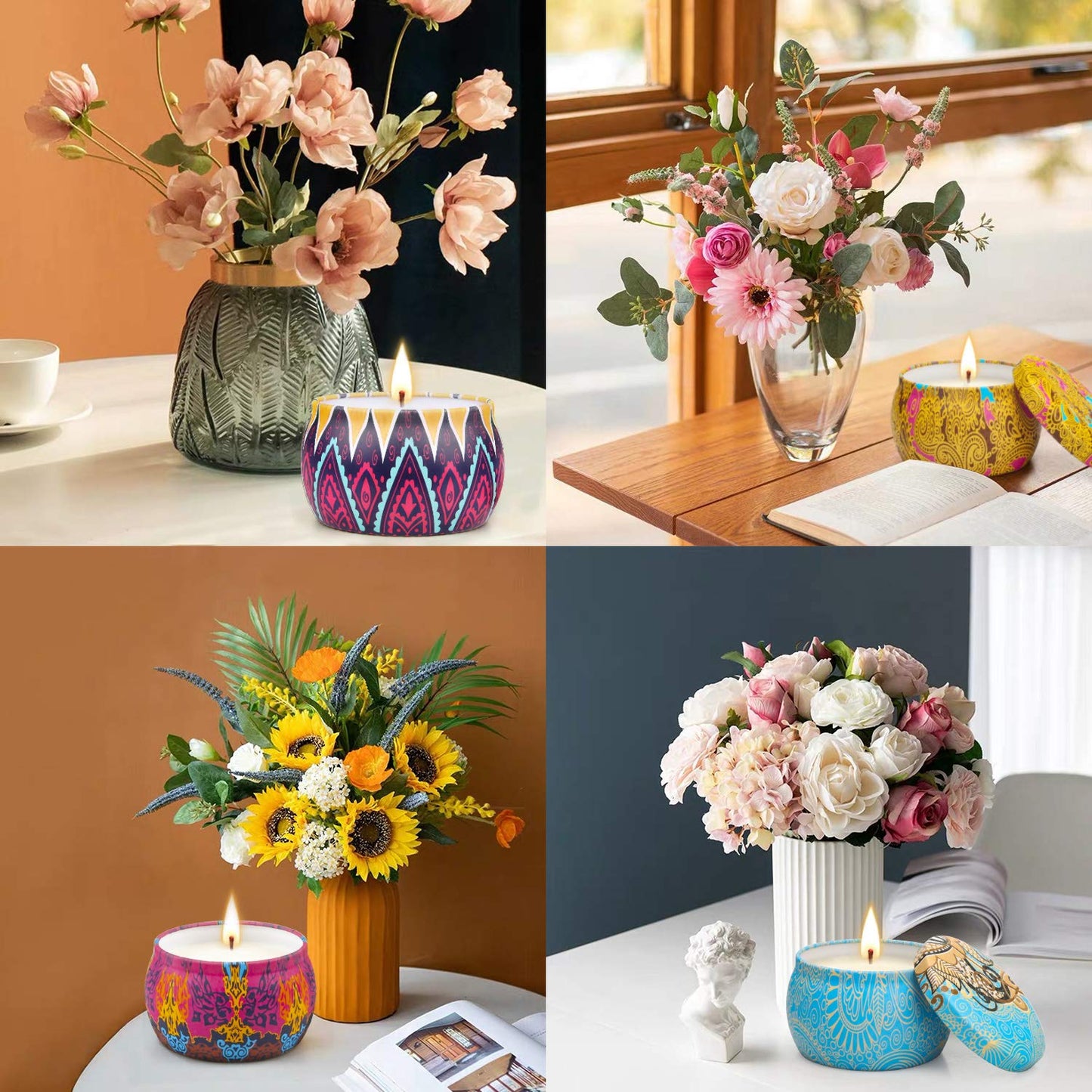 Scented Candles Gifts Set for Women, Aromatherapy Candles for Home Scented, Upgraded Large Tin of Soy Candle Lavender Candle Birthday Gifts for Women Mom Bath Spa Meditation Valentine Gifts Candles