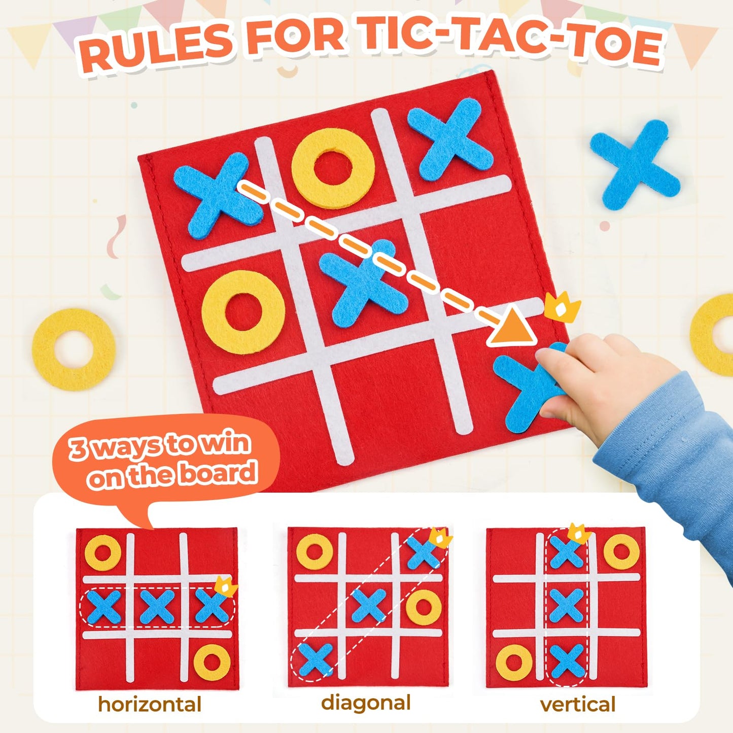 JoyCat Tic Tac Toe Strategic Board Game for Kids and Family,Birthday Party Favors,Classic Educational Toys for Goodie Bag Stuffers,Gifts for Students with Envelope,Easy to Store(Bulk Pack of 30)