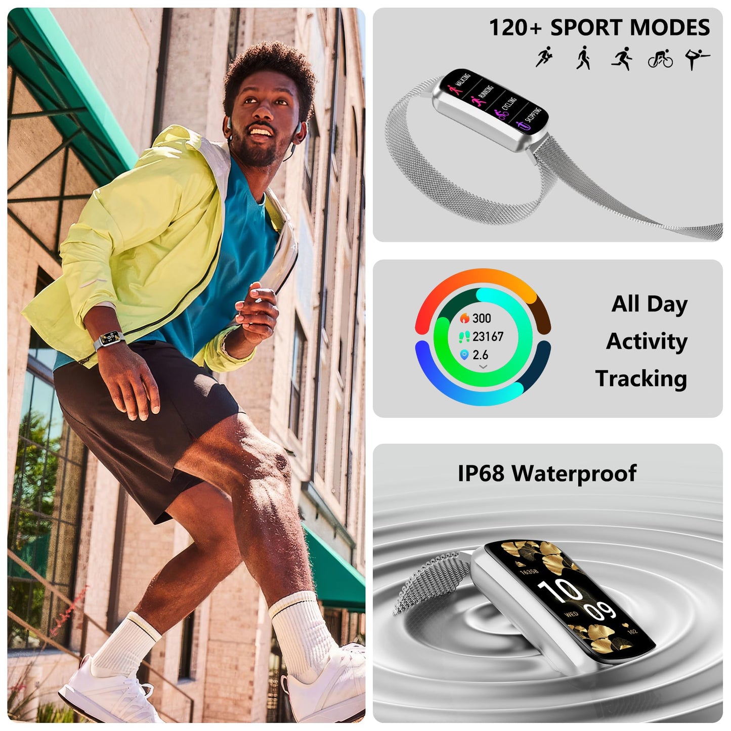 JYUAJOI Health Fitness Tracker, Smart Watch with 24/7 Heart Rate and Blood Pressure Monitor, Activity Tracker with Blood Oxygen, 120 Sport Mode Waterproof Sleep Tracker for Women Men