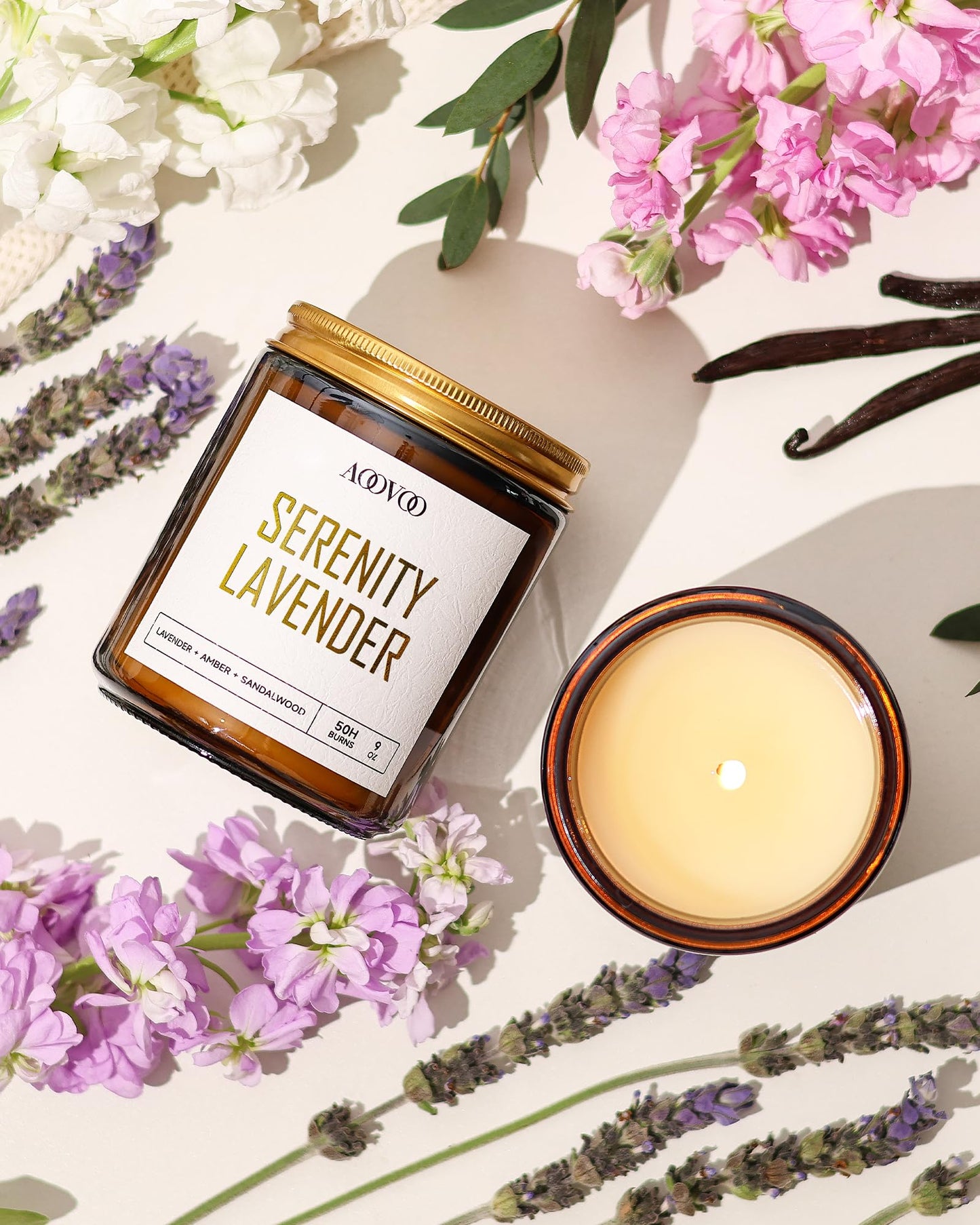 AOOVOO Scented Candles - 4PC Candle Set, 36 oz Soy Candles, Soy Candle for Home Scented, Lavender/Vanilla/Eucalyptus/Sage