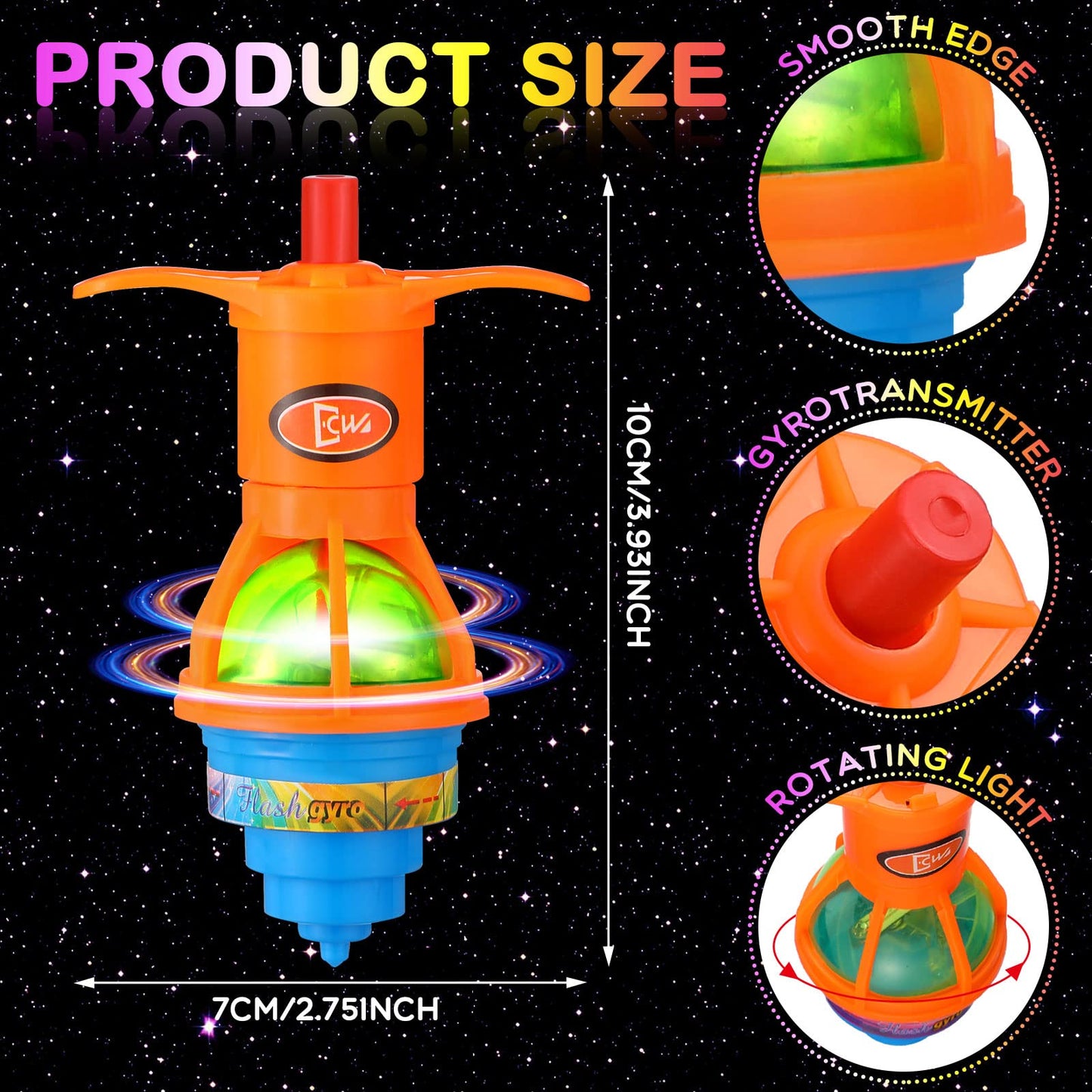 Chivao 50 Pcs Bulk LED Light up Spinner Tops Launcher with Gyroscope Motion Colorful Flashing Spinner Toys Novelty Party Favors for Birthday Events Goodie Bag Fillers Stuffers