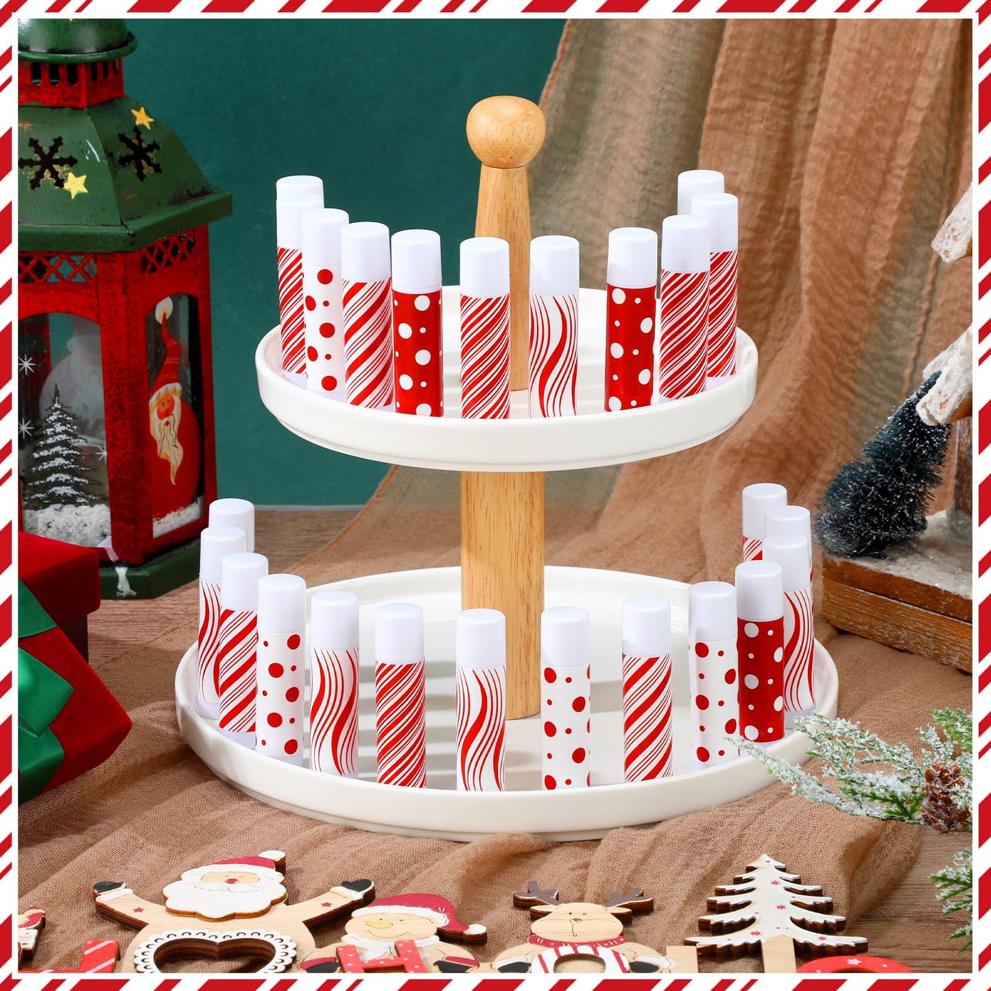 Siifert 50 Pcs Candy Christmas Lip Balms Bulk Peppermint Candy Scented Lip Balms Holiday Flavor Christmas Party Gifts Stocking Stuffers Bulk for Women Men Staff Employee Coworkers Teacher Volunteer