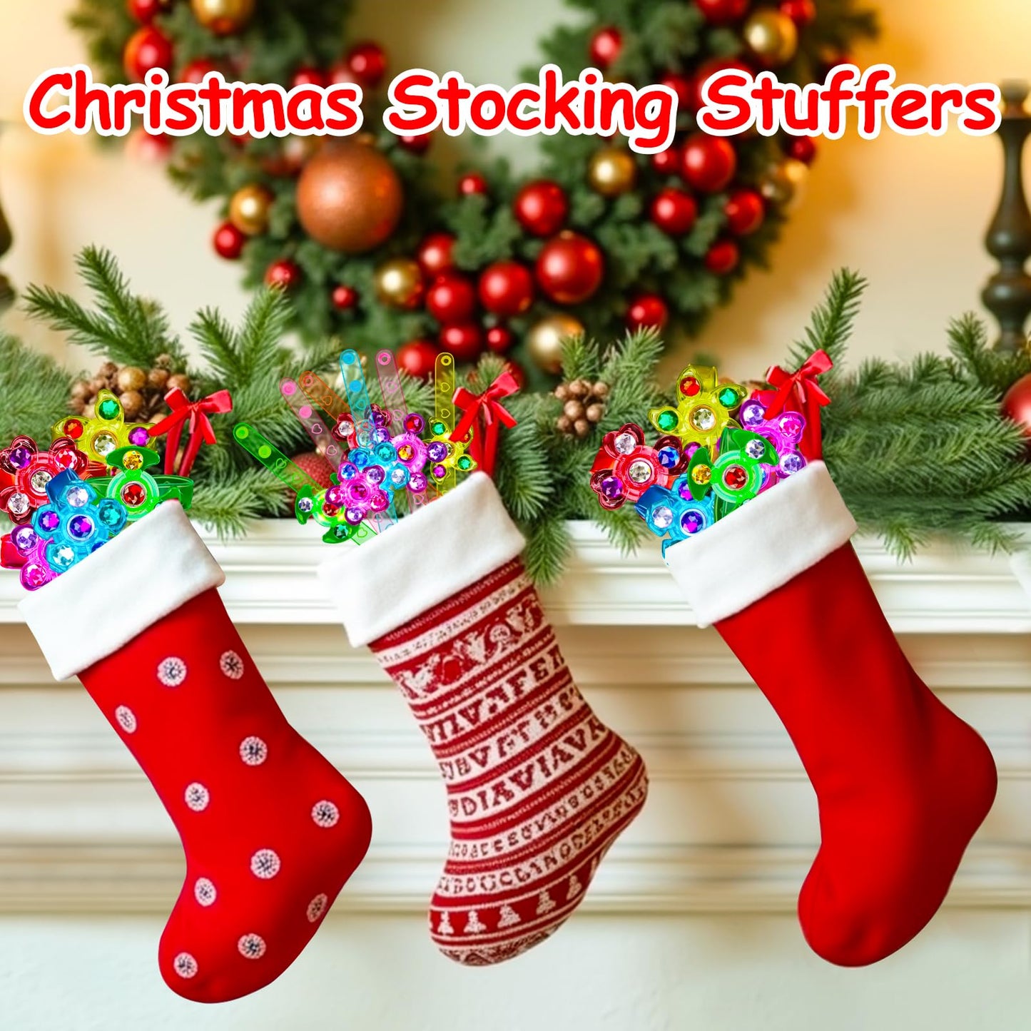 24PCS LED Light Up Fidget Spinner Bracelets Glow Party Favors Bulk for Kids 4-8 8-12 Halloween Goodie Treat Bag Stuffers Classroom Treasure Box Toys Carnival Prizes Pinata Filler Birthday Return Gifts