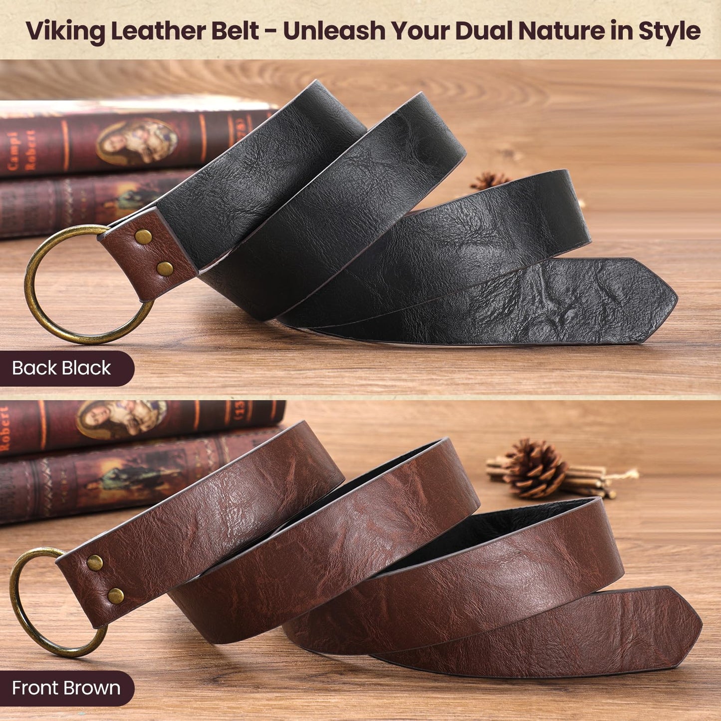 Berenlu 3 PCS Renaissance Accessories, Viking Renaissance Belt Medieval Vintage Belt Pouch and Leather Bracers, Enhance Your Halloween Renaissance Cosplay with Medieval Accessories (Brown)