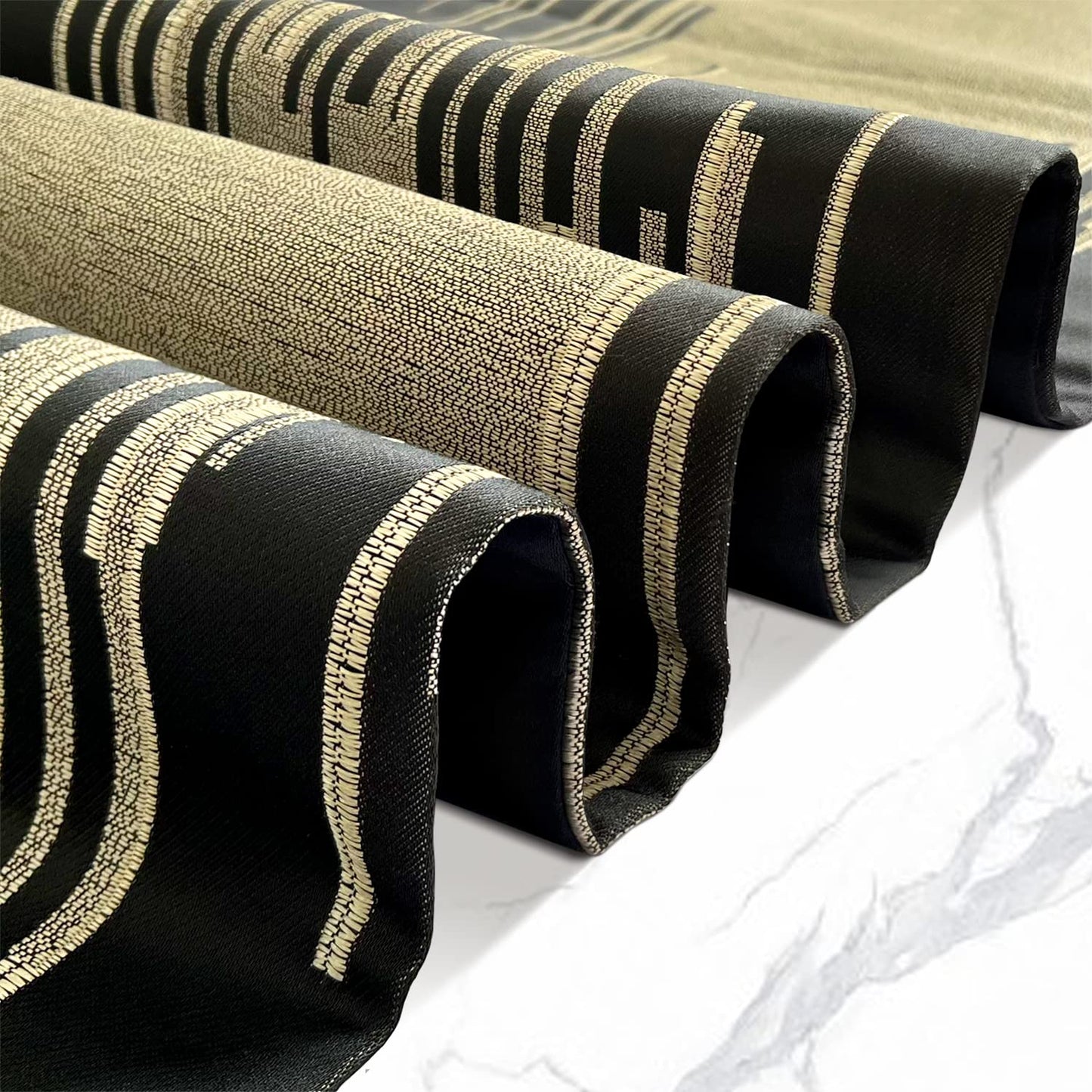 Fullony Black Table Runner 72 Inches Long Handmade Embroidery Modern Abstract Striped Pattern with Ring Stylish Tassels for Home Living Room Bedroom Dinner Room Kitchen Art Decor Thanksgiving