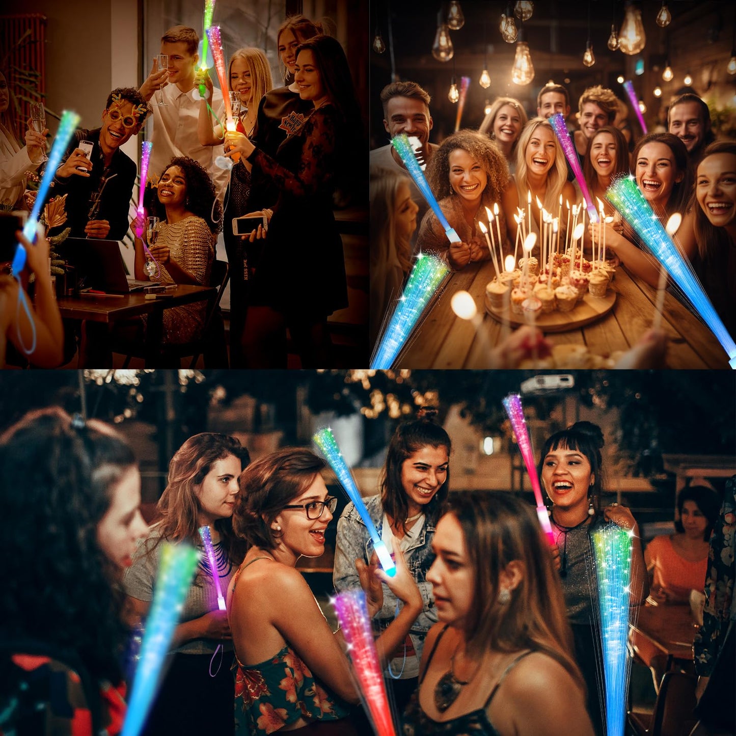 SHQDD 28 PCS Glow Fiber Wands Sticks, Halloween Glow Sticks, LED Light Wands, Glow in The Dark Party Supplies, Fiber Optic Wands, LED Flashing Sticks, Fiber Optic Light Wand Stick for Party