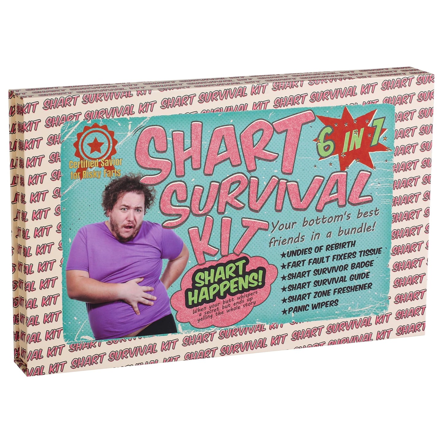 RUNNING HOT Shart Survival Kit, Funny Gifts for Men, White Elephant Gift, Gag Prank Box, Hilarious Gifts, Novelty Gift Set for for Family Friends, 6 in 1, Survival Guide & More