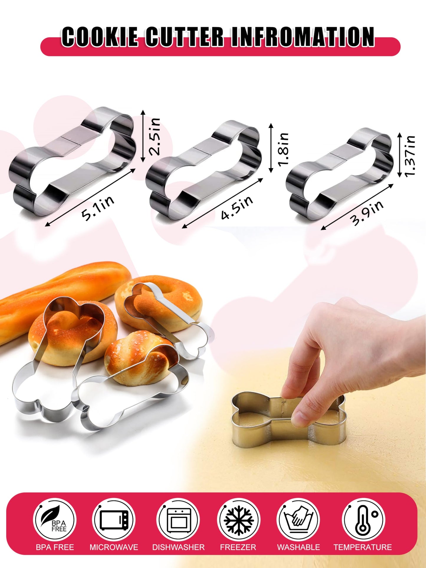 RUGVOMWM Homemade Silicone Dog Treat Molds - Dog Treat Cookie Cutters - Dog Treat Recipes Card, Food Grade Silicone Molds for Candy and Dog Ice Cubs - Set of 15