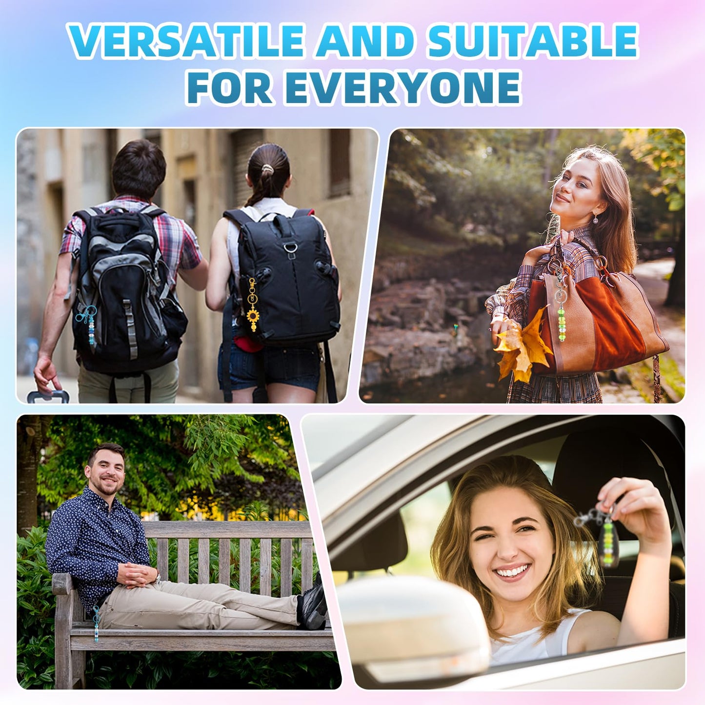 DNLEGULI 20 Pcs Beadable Keychains Bulk Kit – DIY Keychain Making Supplies with Metal Blanks for Crafts, Jewelry, Charms, Custom Projects – Blank Chain Bars for Beaded Keychain Design (Colourful)