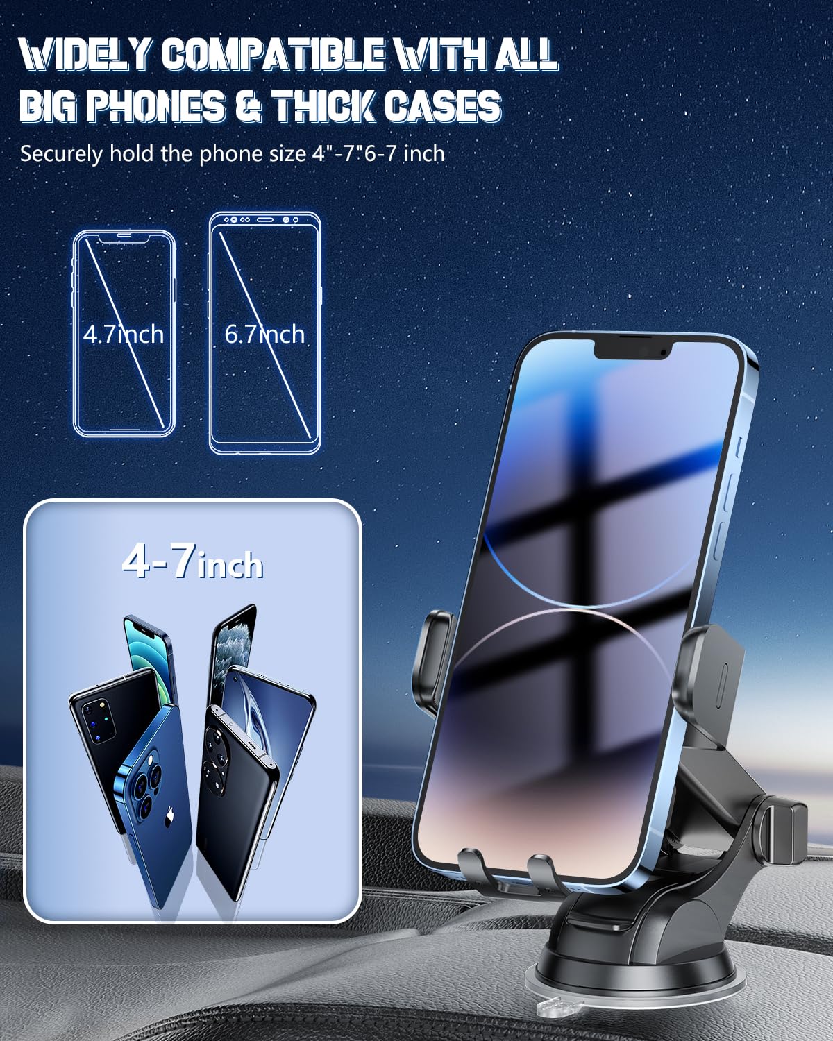 Wireless Car Charger, Fast Charging Phone Holder BothLin 3 in 1 Phone Mount Auto Clamping Car Accessories Compatible with iPhone 16 15 14 13 12 11 Xs XR, Samsung S23 Ultra S22 S21 S20/S10+ S9+ Note 9