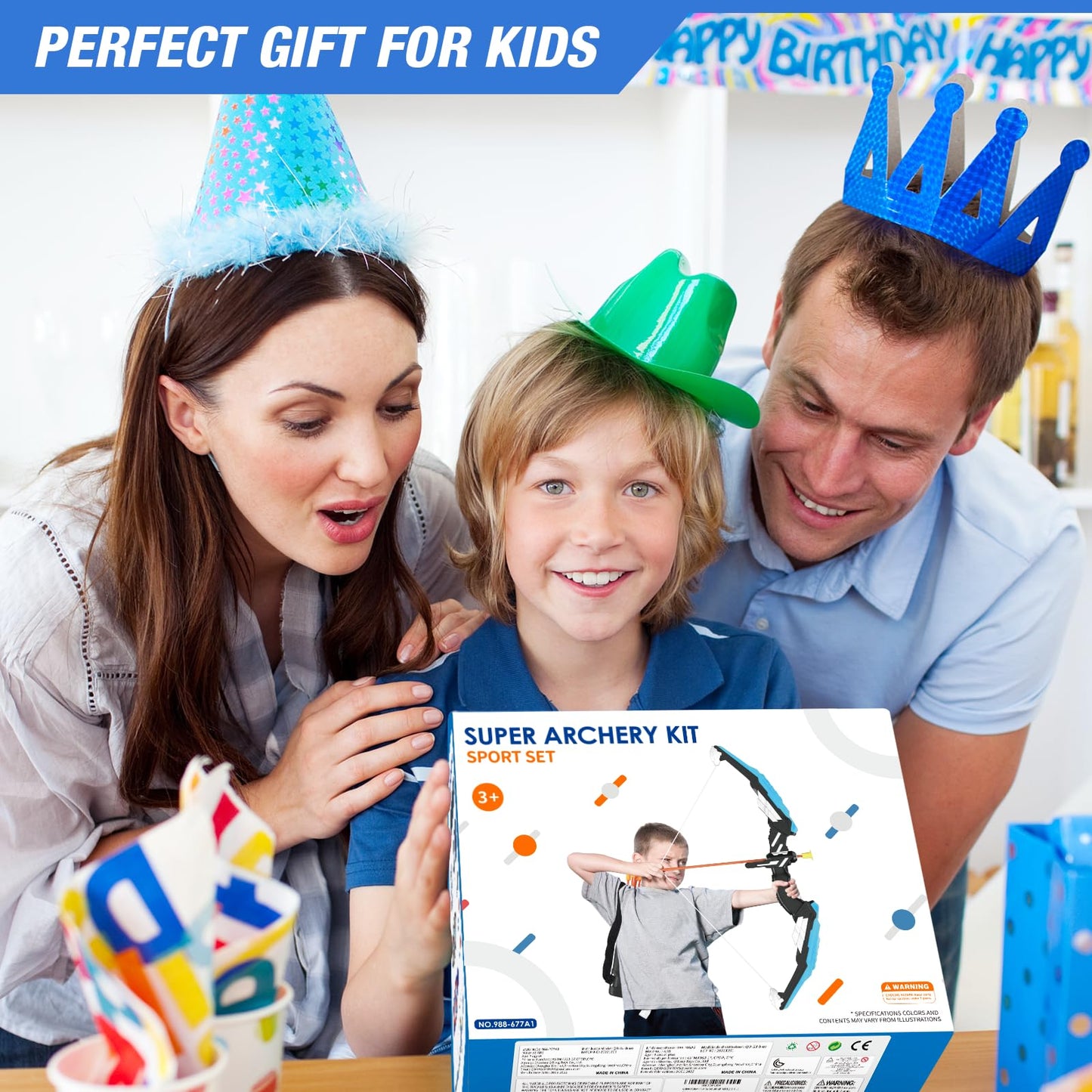 HYES 2 Pack Bow and Arrow for Kids, LED Light Up Archery Set with 24 Suction Cup Arrows, 1 Standing Target, 6 Score Targets & 2 Quiver, Indoor Outdoor Sport Gifts for Boys Girls Ages 4-8