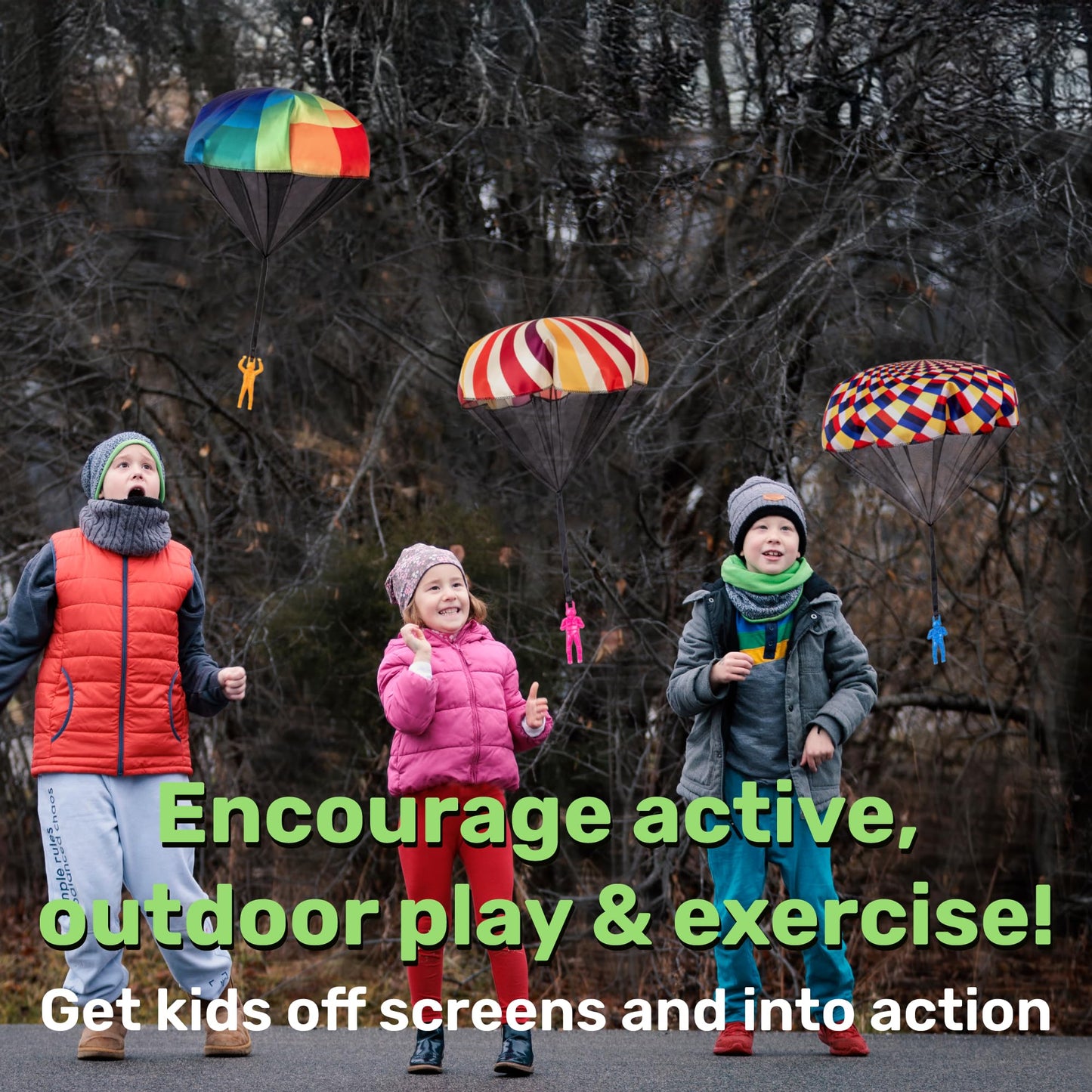 NUTTY TOYS Parachute Toys for Kids - Tangle Free Outdoor Flying Parachute Men, Top Indoor & Outside, 3 4 5 6 7 8 9 10 11 12 Year Old, Best Christmas Stocking Stuffers Idea 2025 Unique Boy & Girl Gifts