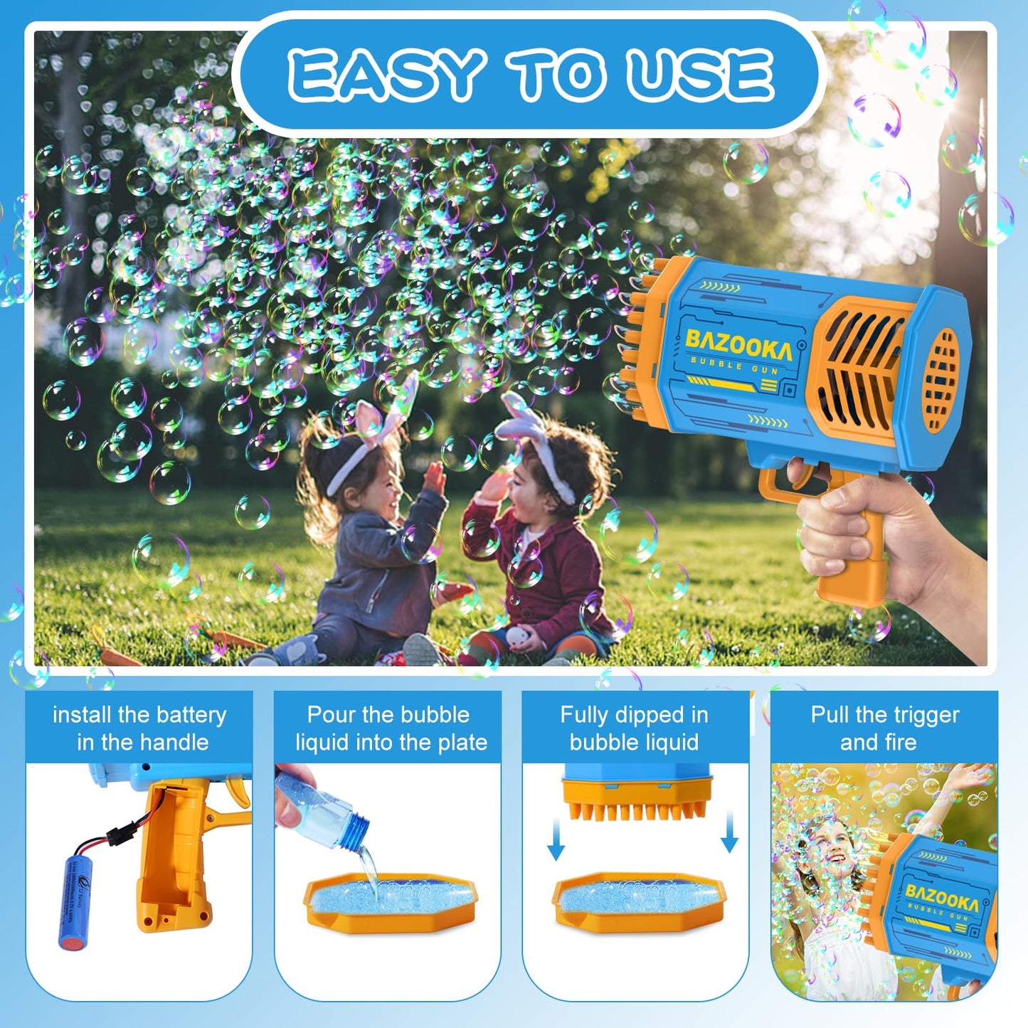 Bubble Machine Gun Kids Toys, Bubble Gun with Colorful Lights and Thousands Bubbles, Outdoor Toy Birthday Party Favors for Boys Girls Age 3 4 5 6 7 8 9 10 11 12 Years Old