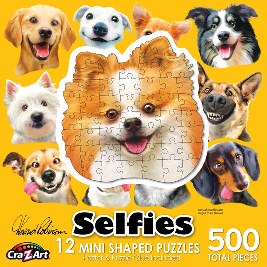 RoseArt - Mini-Shaped - Dog Selfies - 500 Piece Jigsaw Puzzle for Adults