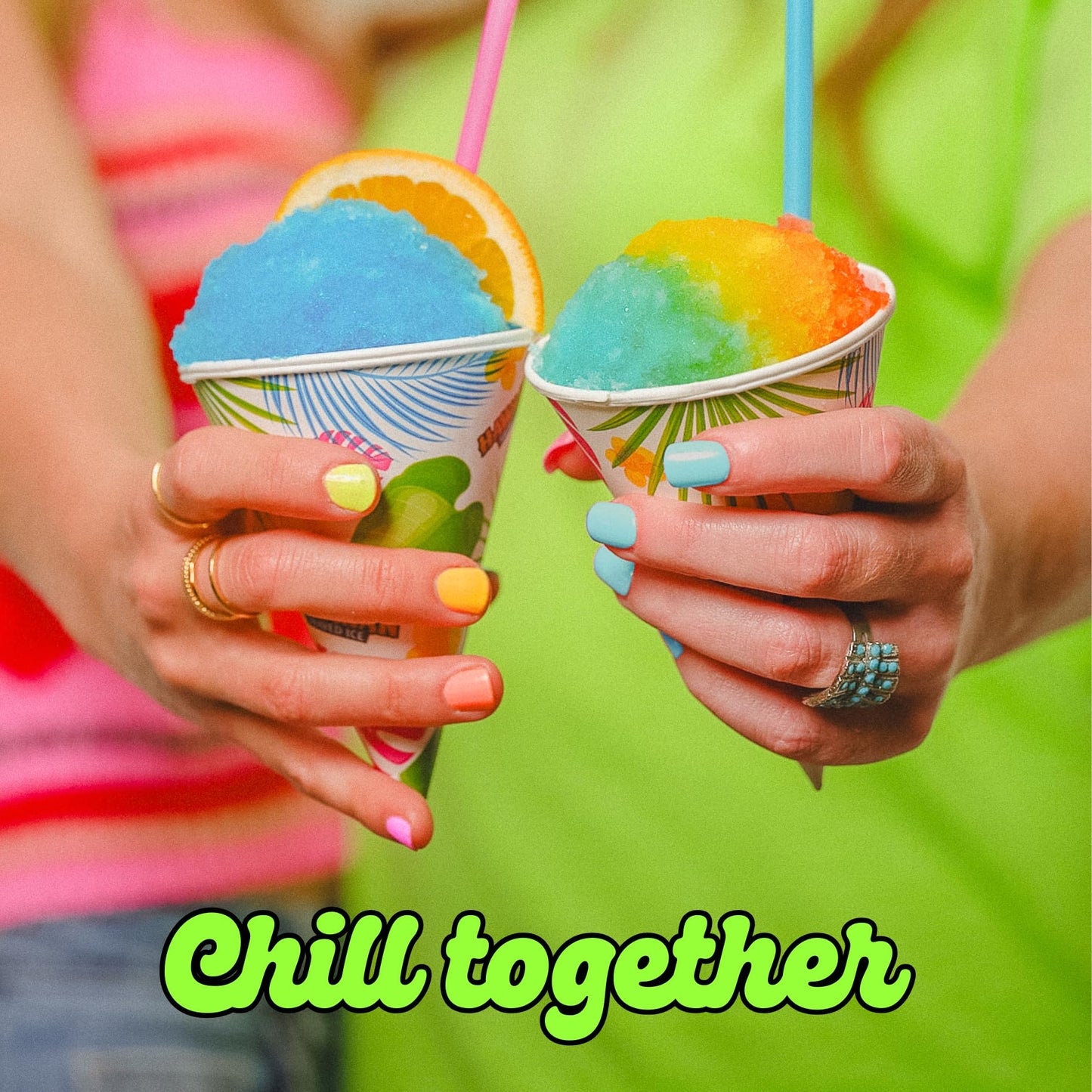 Hawaiian Shaved Ice Machine Kit - 3 Flavors, 25 Cups, Straws, Pourers, Ice Molds