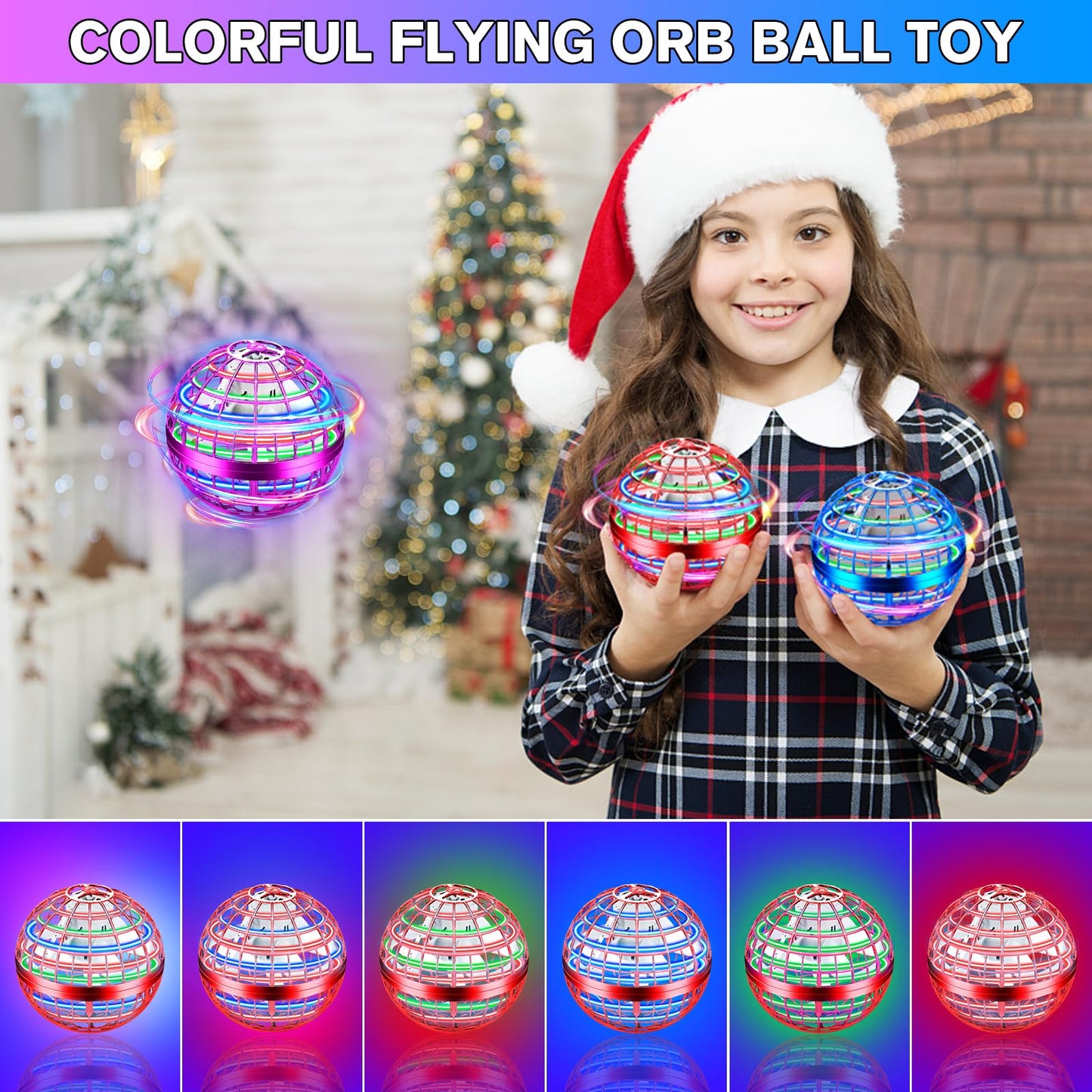 Flying Orb Ball,Galactic Fidget Spinner Hover Ball,Flying Spinner Mini Drone Toy,Hand Controlled Boomerang Hover Ball,Cool Toys Birthday for Kids Adult Indoor Outdoor Toys(Red)