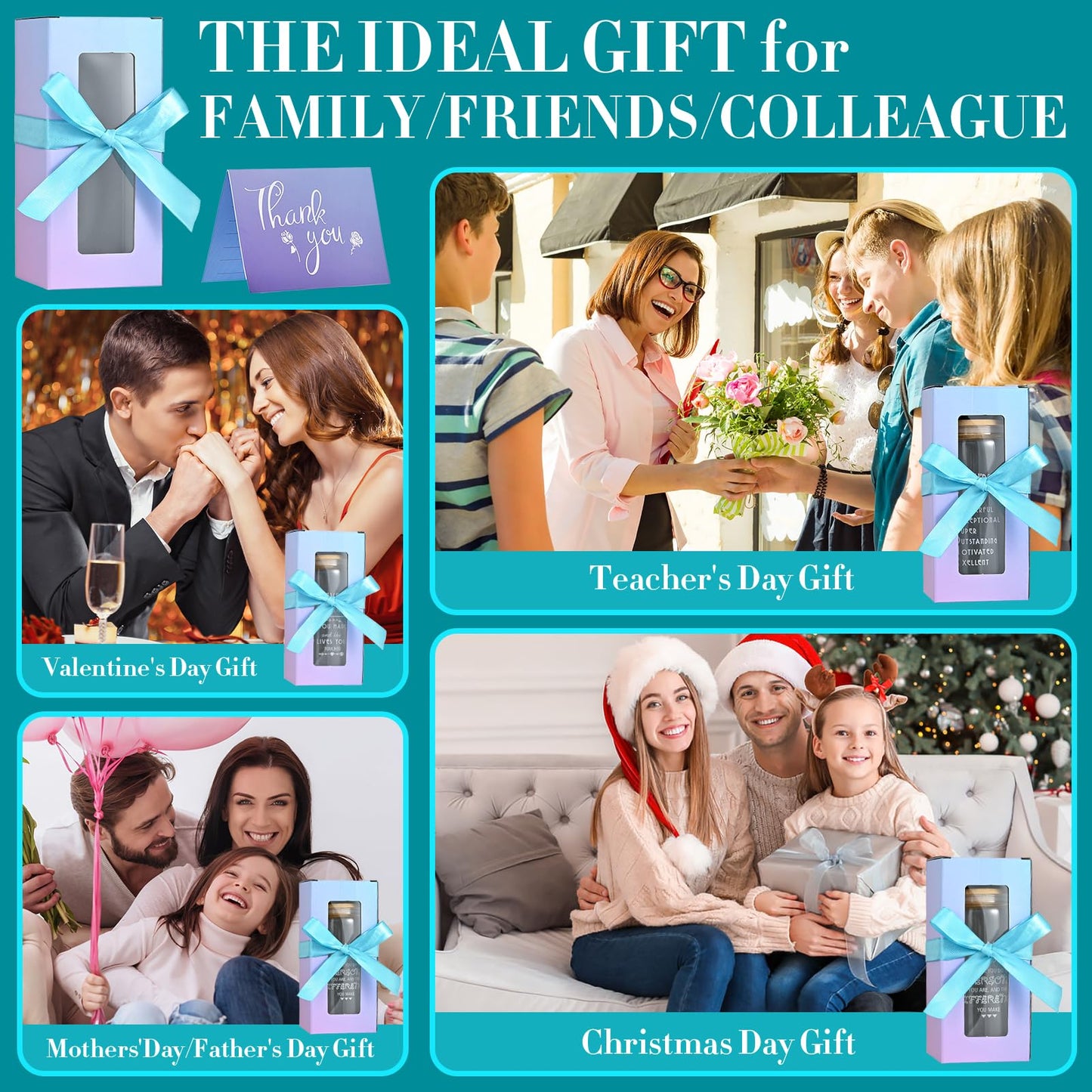 OLSUNOR 12 Set Employee Appreciation Gifts Bulk, Personalized Inspirational Thank You Gifts for Christmas Staff Coworker 16 oz Can Shaped Beer Glass Cups, Gift Box and Card for Team Women Men Nurse