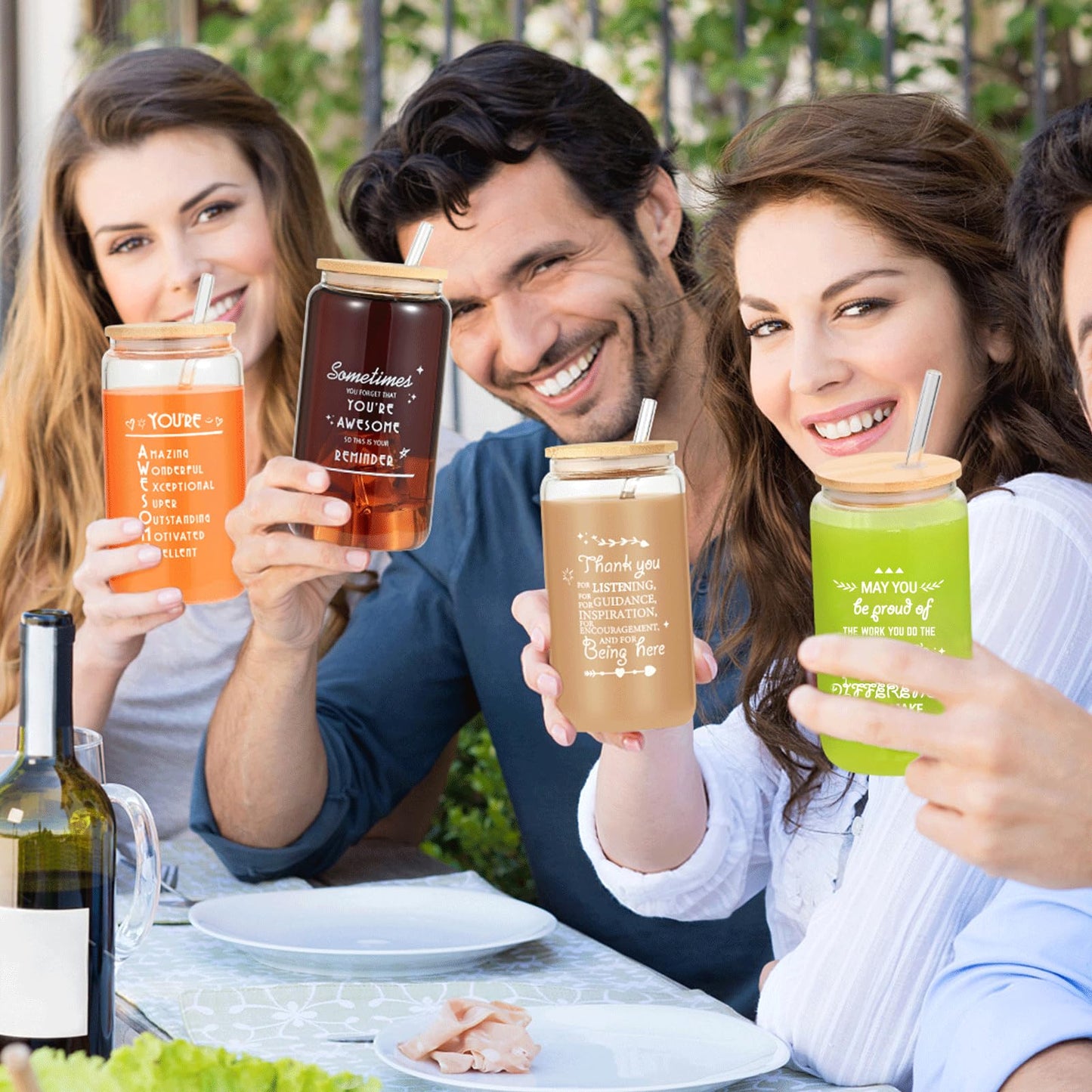 OLSUNOR 12 Set Employee Appreciation Gifts Bulk, Personalized Inspirational Thank You Gifts for Christmas Staff Coworker 16 oz Can Shaped Beer Glass Cups, Gift Box and Card for Team Women Men Nurse