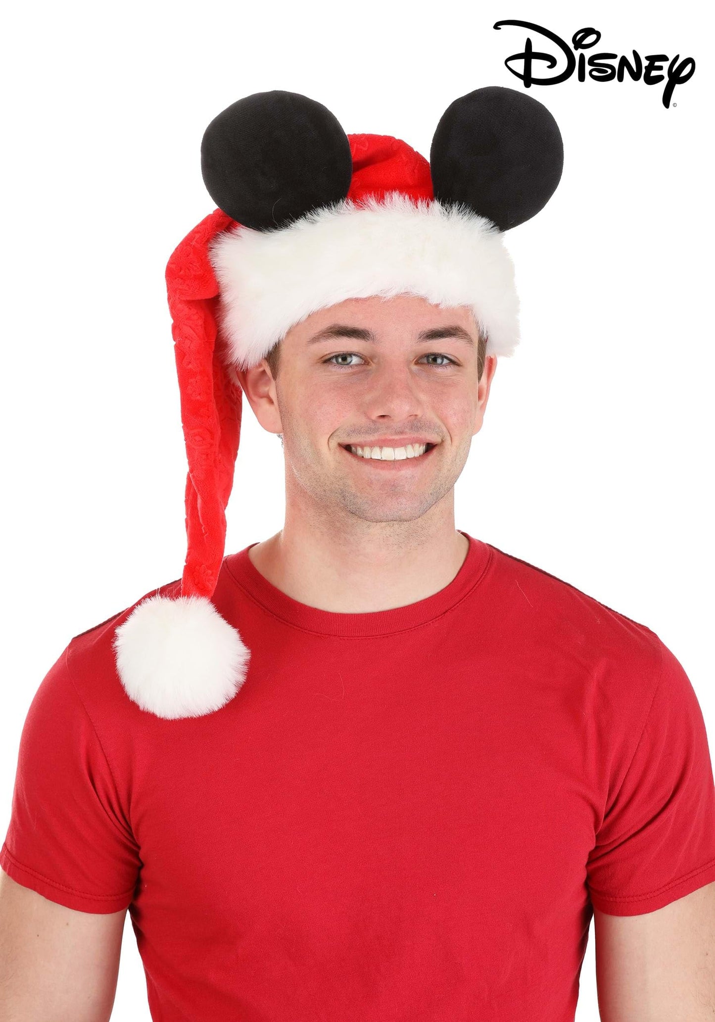 Fun Costumes Disney Mickey Mouse Santa Hat - Velour and Faux Fur with Mouse Ears - Standard - Red