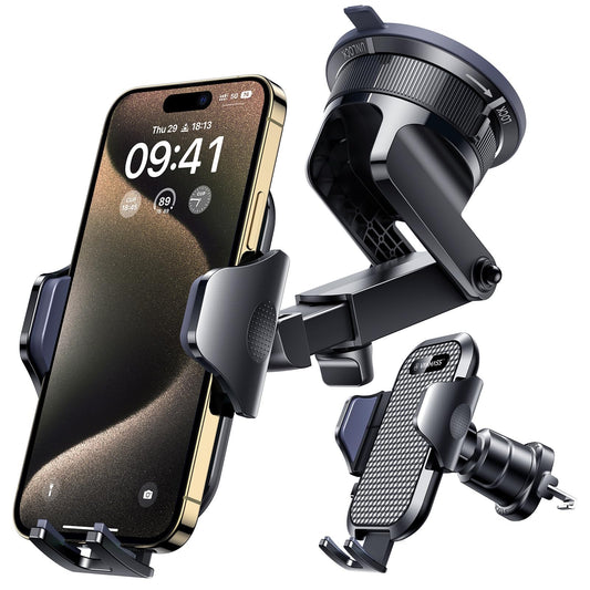 [2025 True Military-Grade] Car Phone Holder VANMASS [Upgraded Strongest Suction & Clip] Cell Phone Mount for Dashboard Windshield Vent,Truck Cradle Stand for iPhone 16 Pro Max 15 14 13 Samsung Android