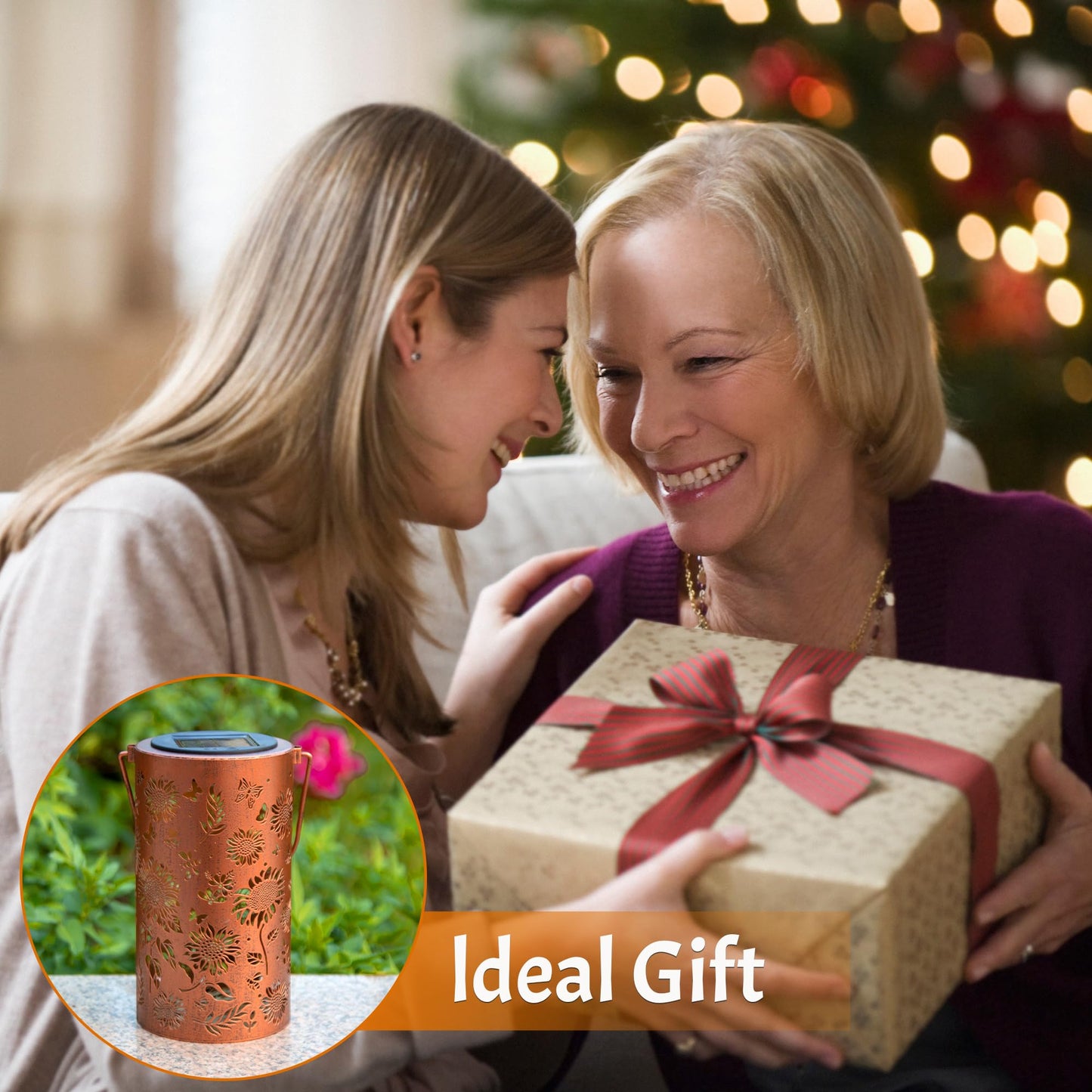 ANYTALK Birthday Gifts for Women Mom Grandma, Sunflower Solar Lanterns Outdoor Waterproof, Hanging Solar Lights for Yard, Patio, Porch, Garden Decor