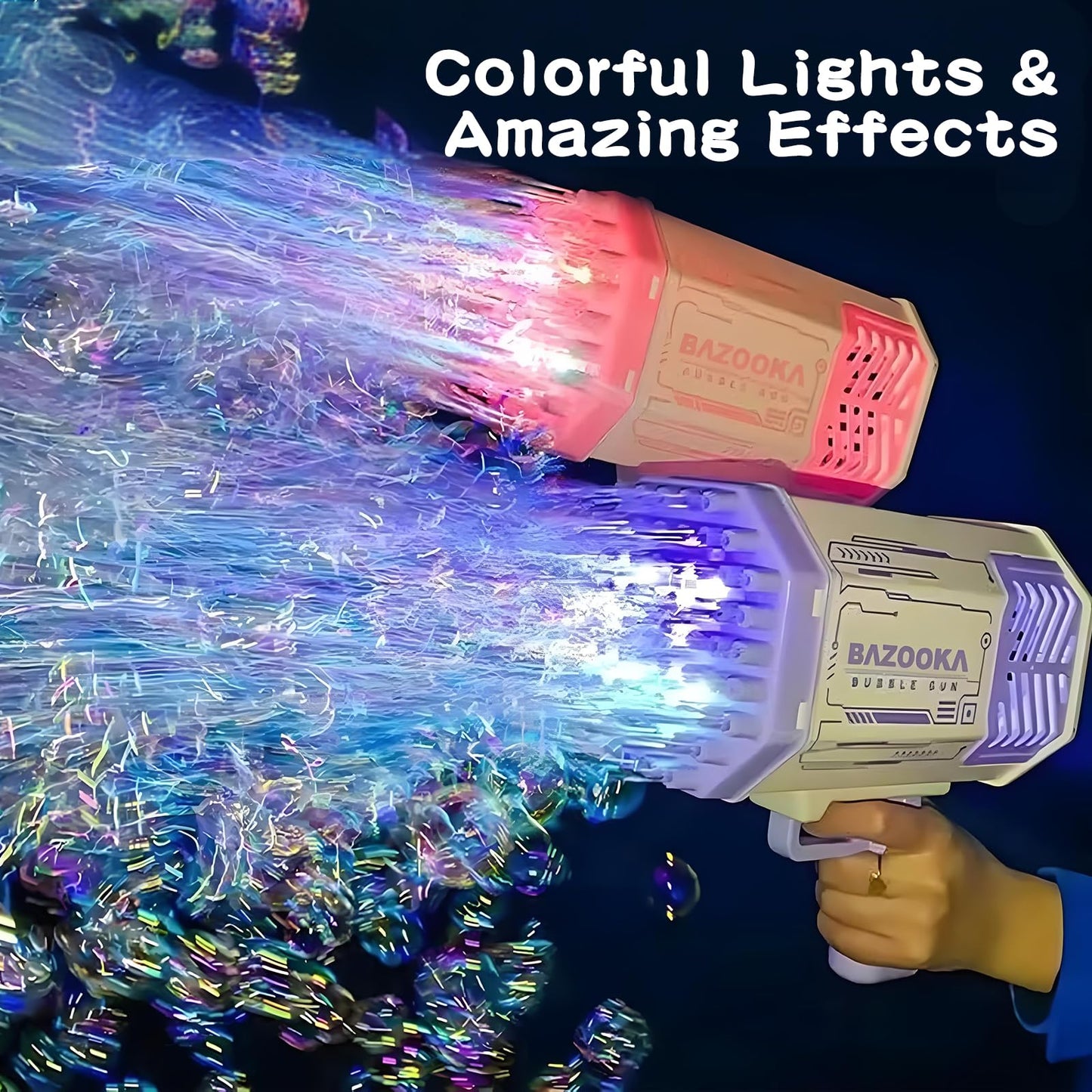 Bubble Machine Gun Kids Toys, Bubble Gun with Colorful Lights and Thousands Bubbles, Outdoor Toy Birthday Party Favors for Boys Girls Age 3 4 5 6 7 8 9 10 11 12 Years Old