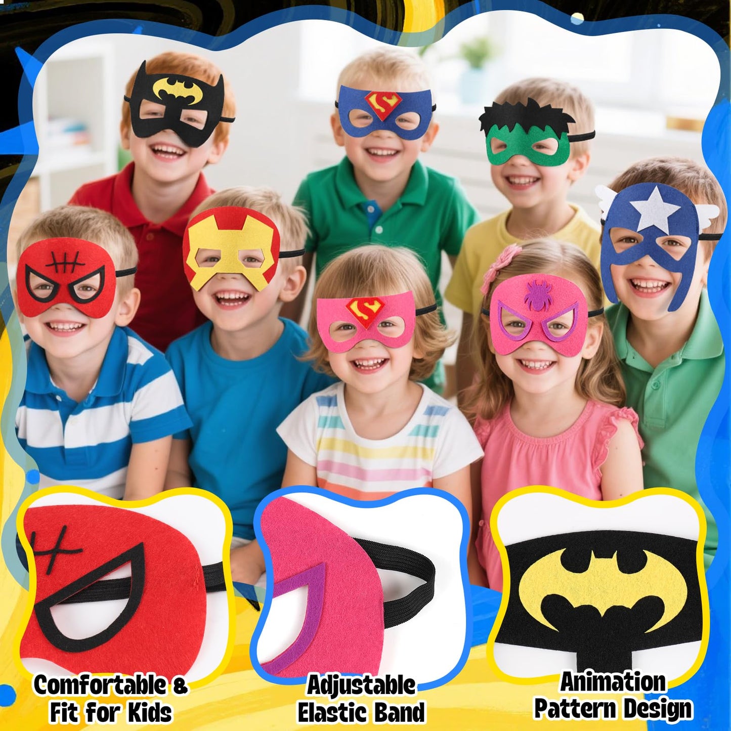 KUBUSFLY Superhero Capes for Kids, 8 Pack Halloween Costumes with Capes Masks Dress Up Set for Cosplay Party Birthday Halloween Christmas Gifts Toys for Boys Girls Kids Toddler 3 4 5 6 7+