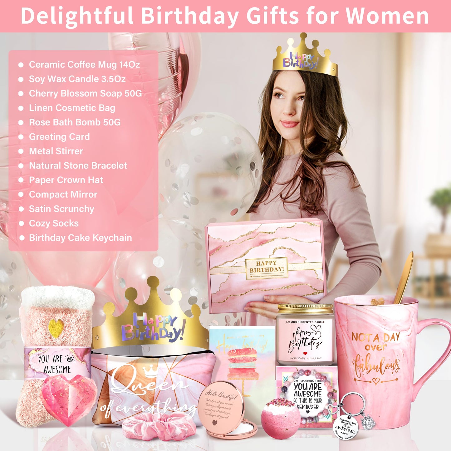 Jumway Not A Day Over Fabulous Mug Gifts Set- Birthday Gifts for Women - Funny Birthday Gift Ideas for Her,Friends, Coworkers, Her, Wife, Mom, Daughter, Sister, Aunt Ceramic Marble Mug 14 Oz