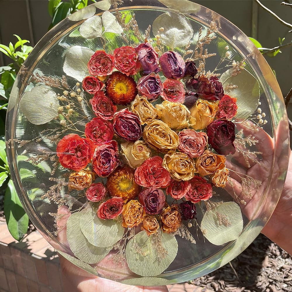 RESINWORLD 12" Round x 2" Deep Large Tray Mold, Shiny Silicone Tray Board Table Clock Mold for Epoxy Resin Casting, Floral Preservation Bouquet Resin Mold