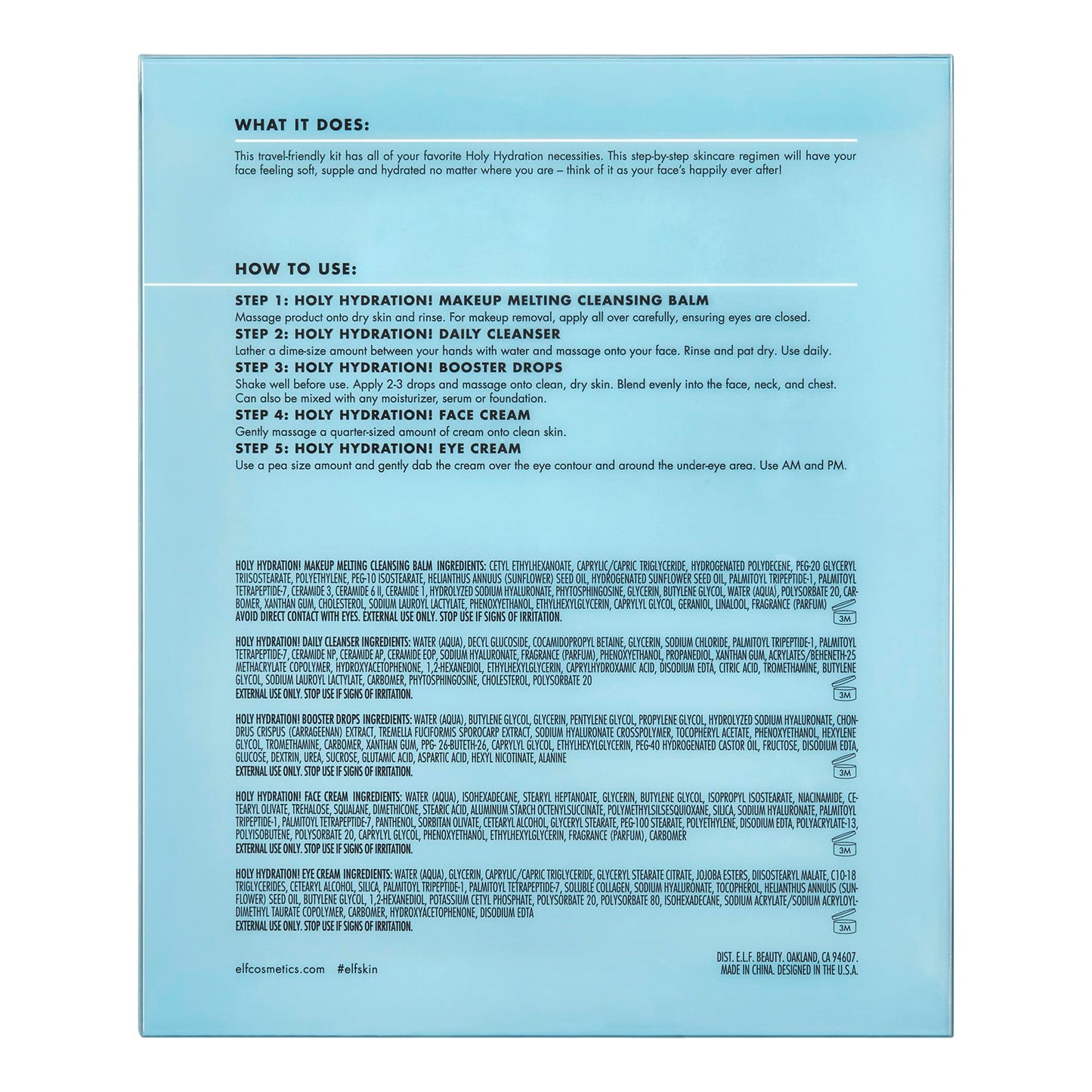 e.l.f. SKIN Holy Hydration! Hydrated Ever After Skincare Mini Kit, Cleanser, Makeup Remover, Moisturiser & Eye Cream For Hydrating Skin, Airplane-Friendly Sizes