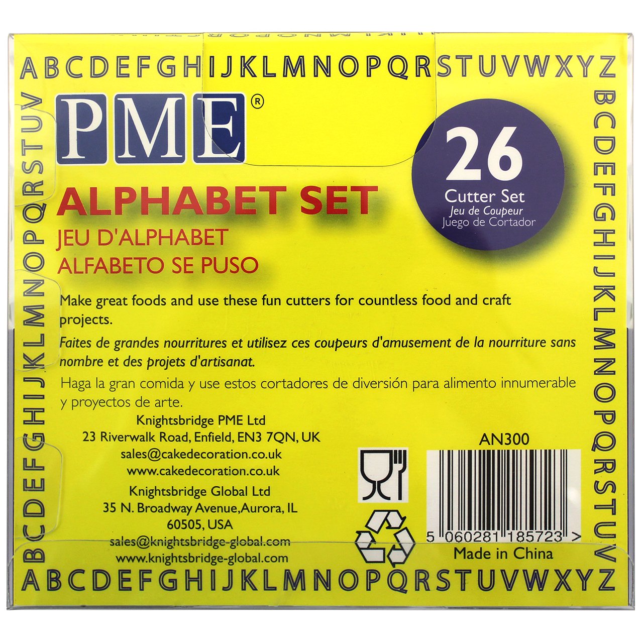 PME Alphabet Cutters for Sugarcraft and Cake Decorating, Set of 26