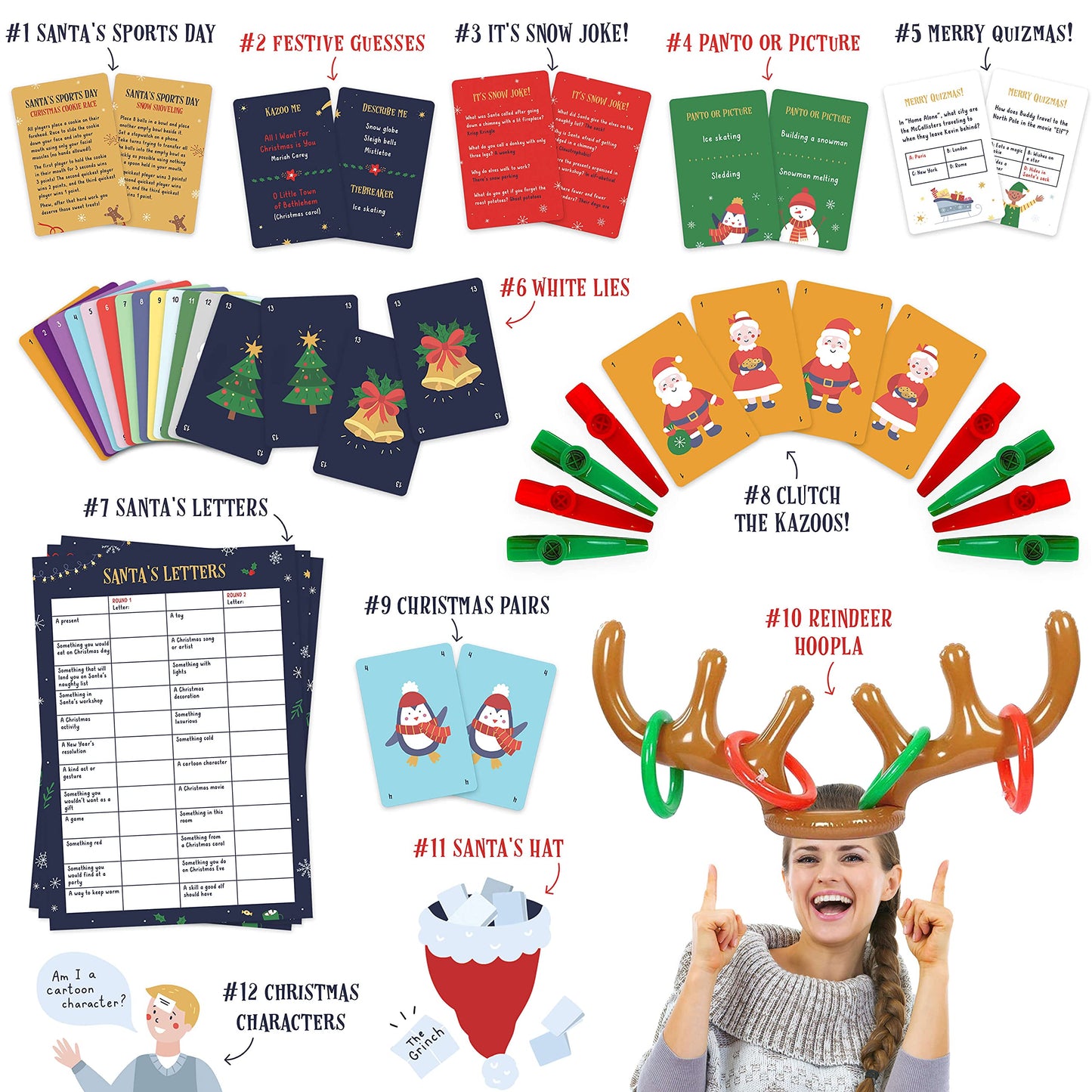 12 Games of Christmas - 12 Hilarious Holiday Activities [Family Party Games Pack for Kids, Teens & Adults] - by Beat That! Game