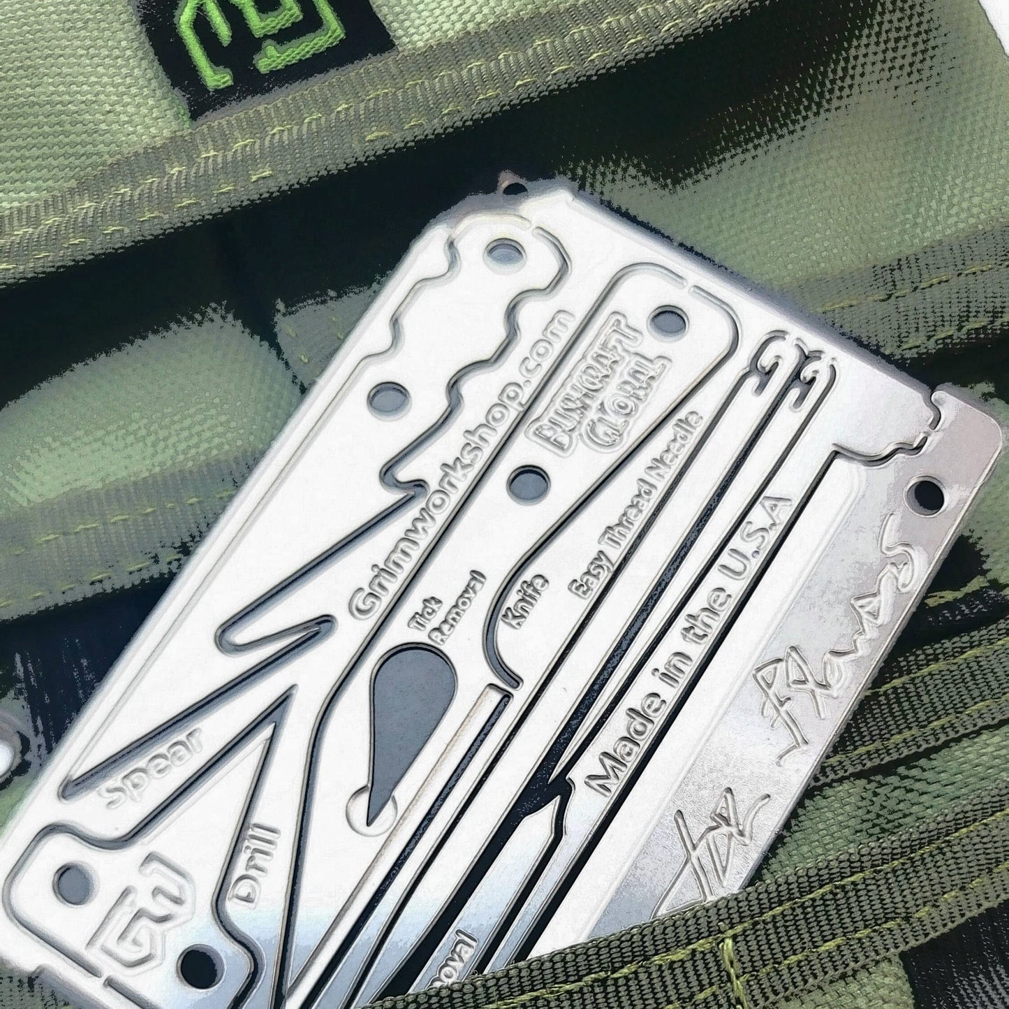 Grim Workshop - Joe Flowers Signature Survival Card - Wallet Multi Tool with an EDC Tool Kit Inside - Stainless Steel Made in the USA Credit Card Tool