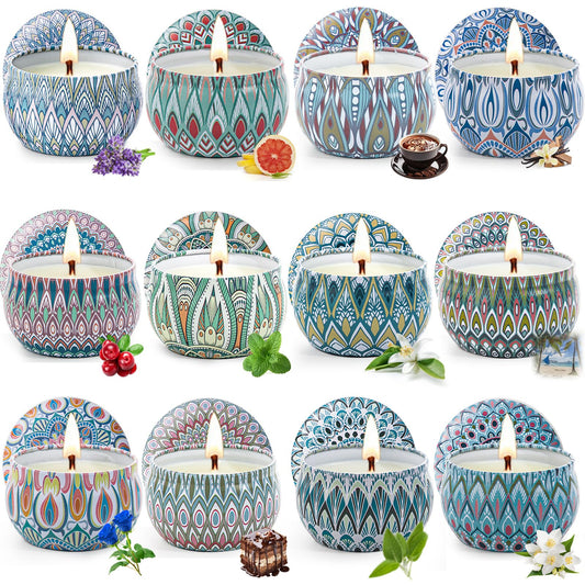Scented Candles Gift Set, 12 Pack Aromatherapy Candles for Women, Candles for Home Scented, 300H Long Burning, Soy Wax Candle Set, Gifts for Mom Women SPA Birthday Anniversary Stocking Stuffers