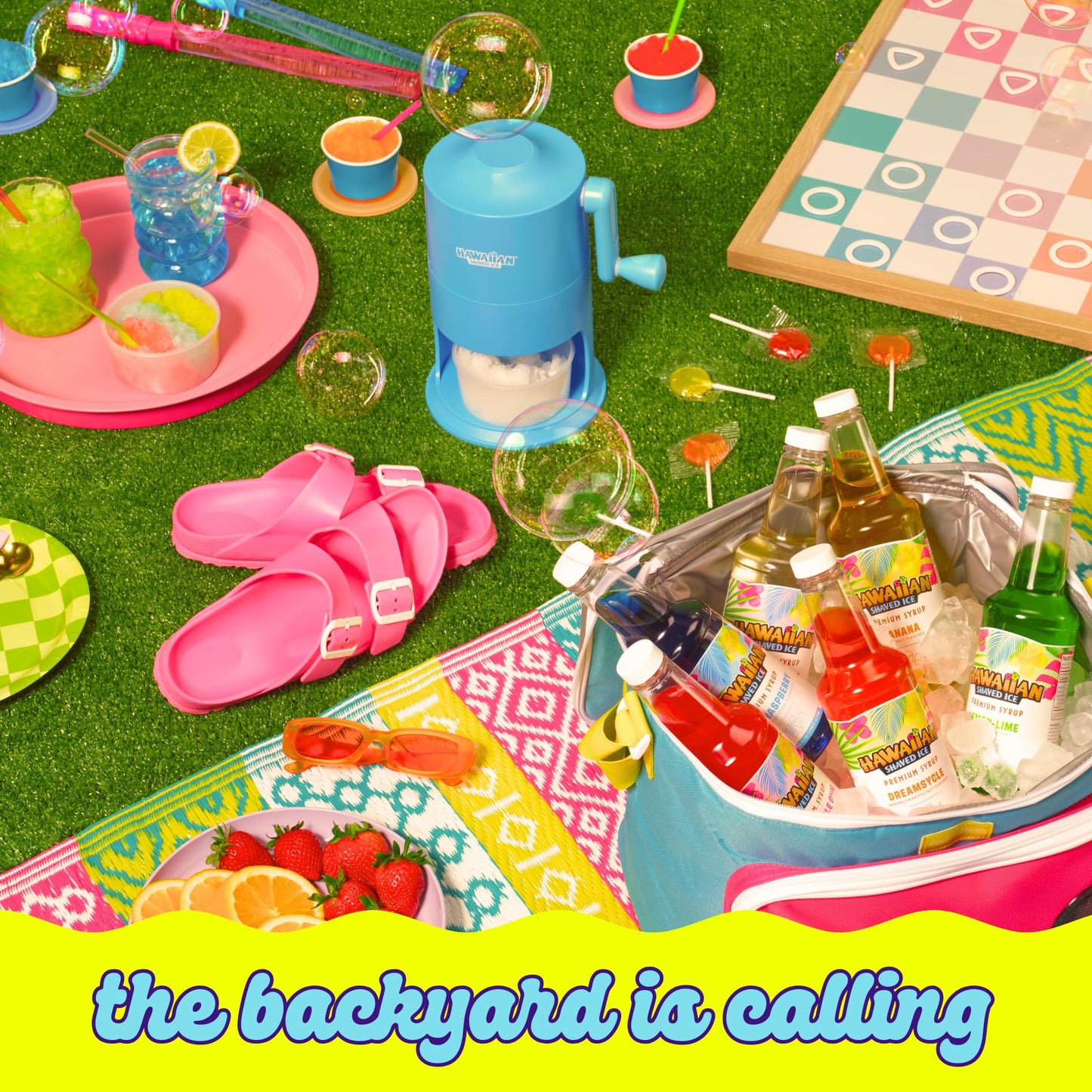 Hawaiian Shaved Ice Syrup 6 Flavor Assortment bundled with Hawaiian Shaved Ice Mini Snow Cone Machine