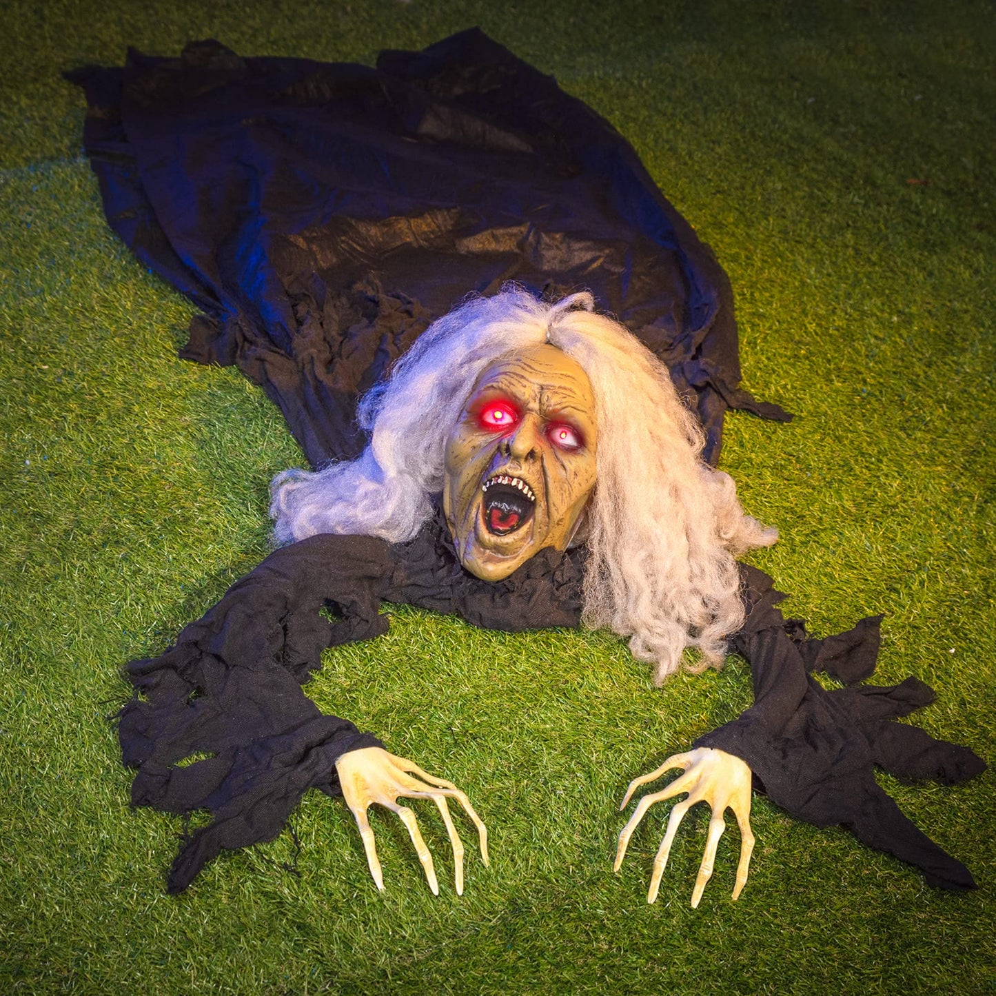 JOYIN Zombie Halloween Decoration Outdoor Witch Groundbreaker Halloween Graveyard Decor Outside, Scary Zombie Props with Sound Effect & Lighted Eyes for Haunted House, Lawn Yard Decorations