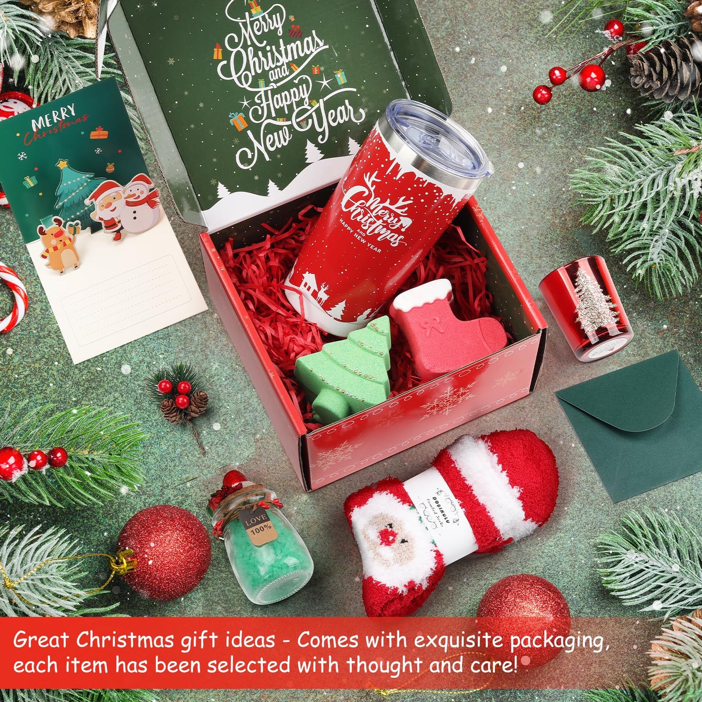 Happy New Year Christmas Gifts for Women-Valentines Day Gifts for Her-Unique New Year Gift Baskets for Women Gift Ideas-Holiday Spa Birthday Gift Set-Gifts for Mom Wife Grandma Friend Sister Coworker